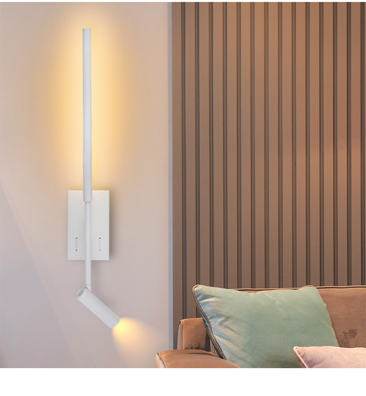 Modern Minimalist Long Rotating Art Wall Lamp Bedroom Bedside Reading Light Living Room Sofa Led Lights Interior Home Decor