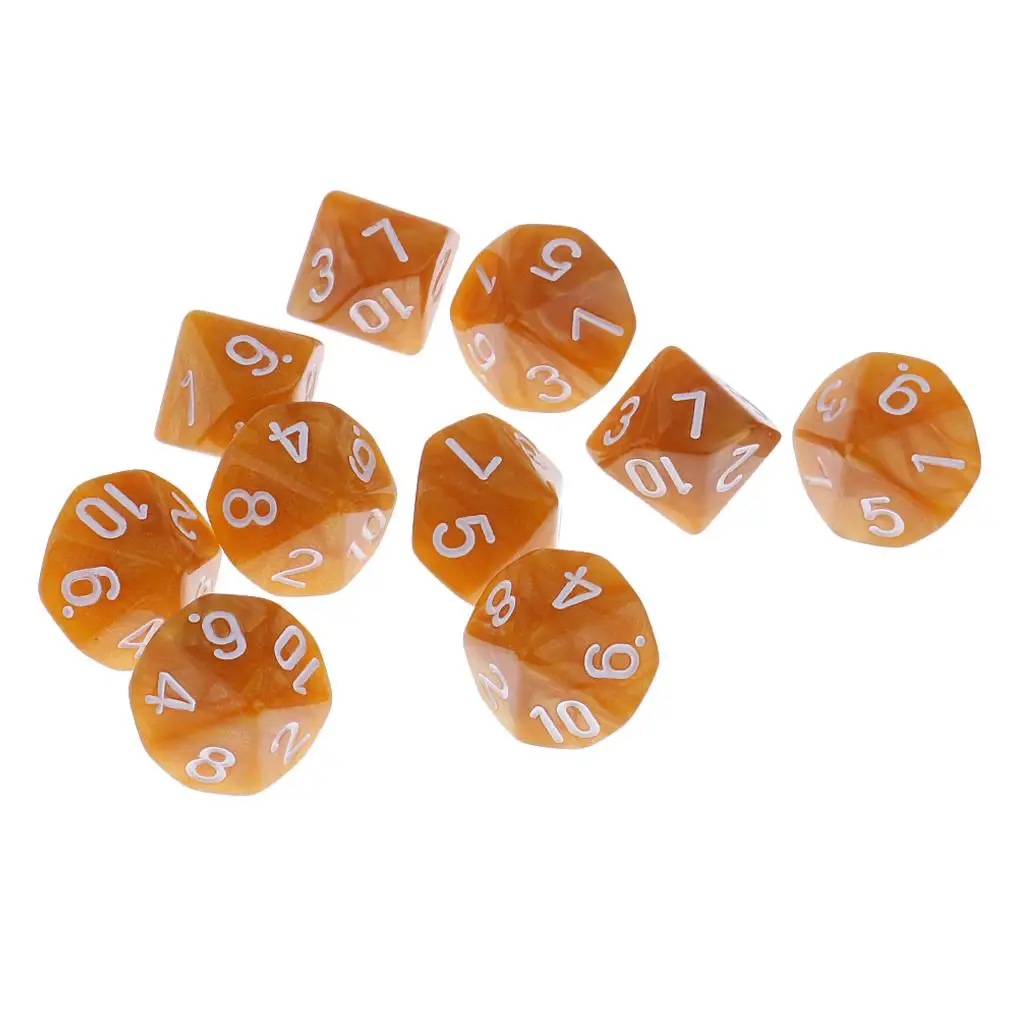 10 Pieces 10-Sided Dices D10 Set for Game Accessory DIY