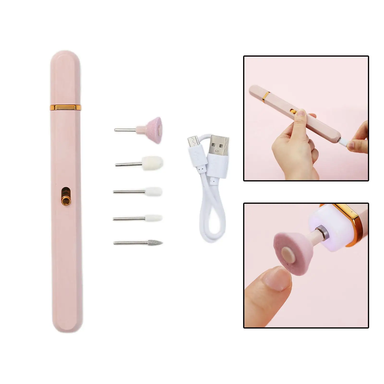 Electric Nail Drill Set Gel Remover 5 Replaceable Heads with Light Nail Polishing Machine for Nail Polish Peeling Professionals
