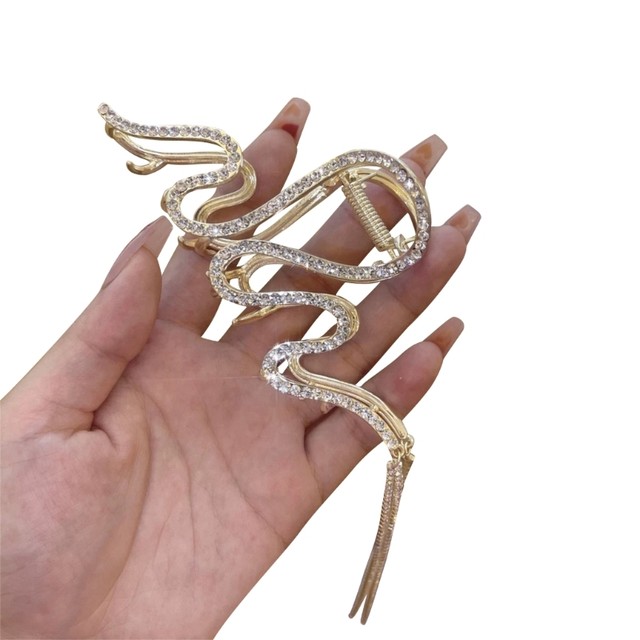 11.5CM Extra Big Metal M Desige Diamonds Tassel Chain Hair Claws