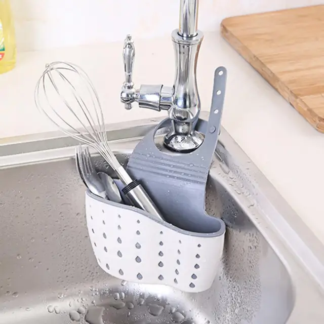 EEEkit Kitchen Hanging Sponge Holder, Adjustable Sink Caddy