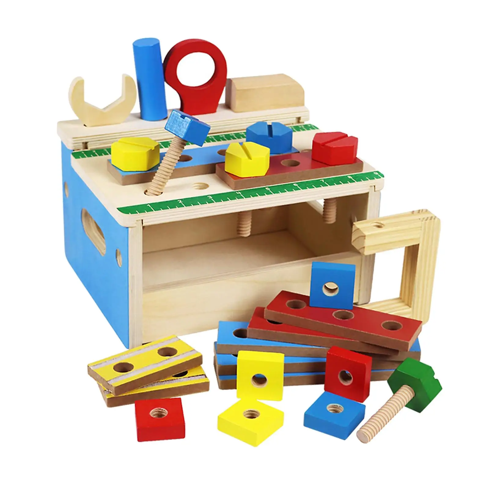 27Pcs Tool Kit Toy Learning Educational Toy Wooden Construction Toy Screw Disassembly Toy Tool for Children Kids Toddler