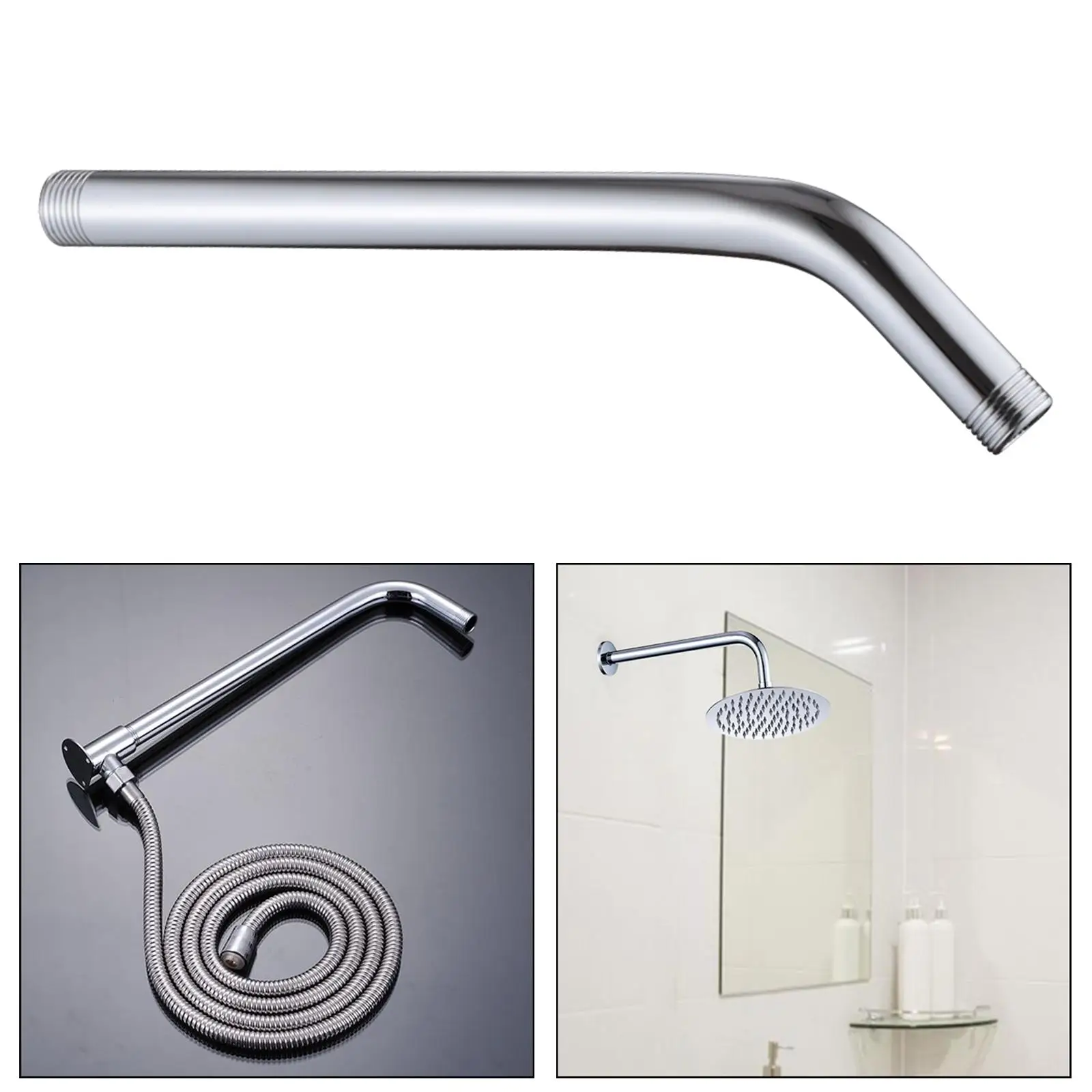 Shower Arm Extension Extender Water Bucket Shower Nozzle Stainless Steel Extension