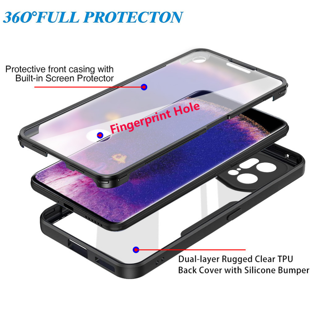 Double-sided 360 Full Body Transparent X Camera Protective Cover For OPPO Find X5 Pro_voghion.com