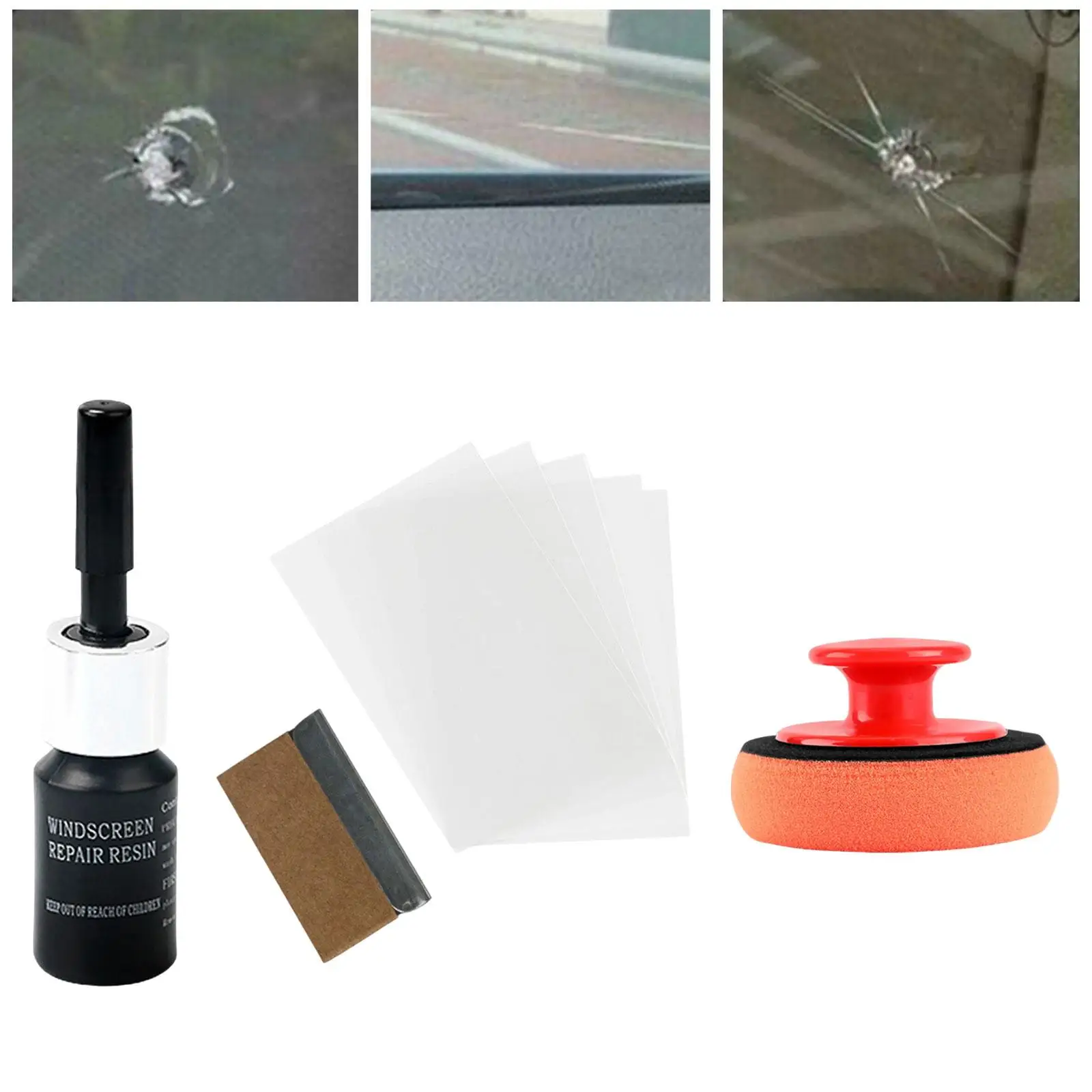 Windshield Crack Repair Kit for Star Shaped Crack Fixing Chips Scratch