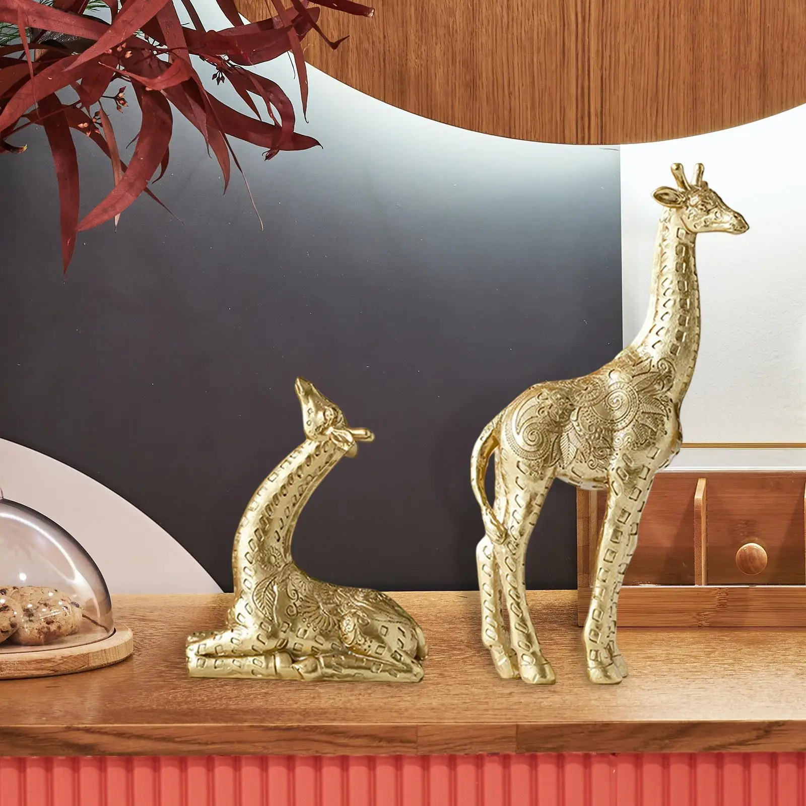 Creative Giraffe Statue Collection Resin Craft Simulation for Office Table Decor