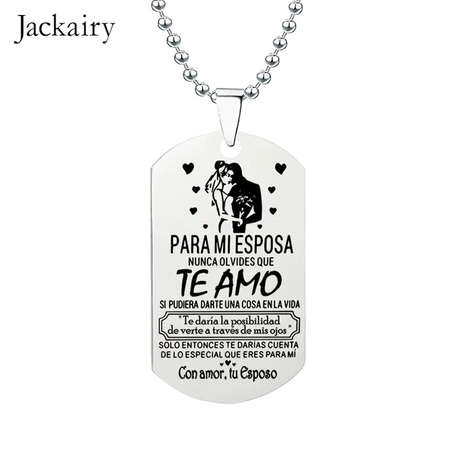 Llavero español Para Esposa de marido, collar con colgante, regalo de  aniversario de San Valentín - AliExpress