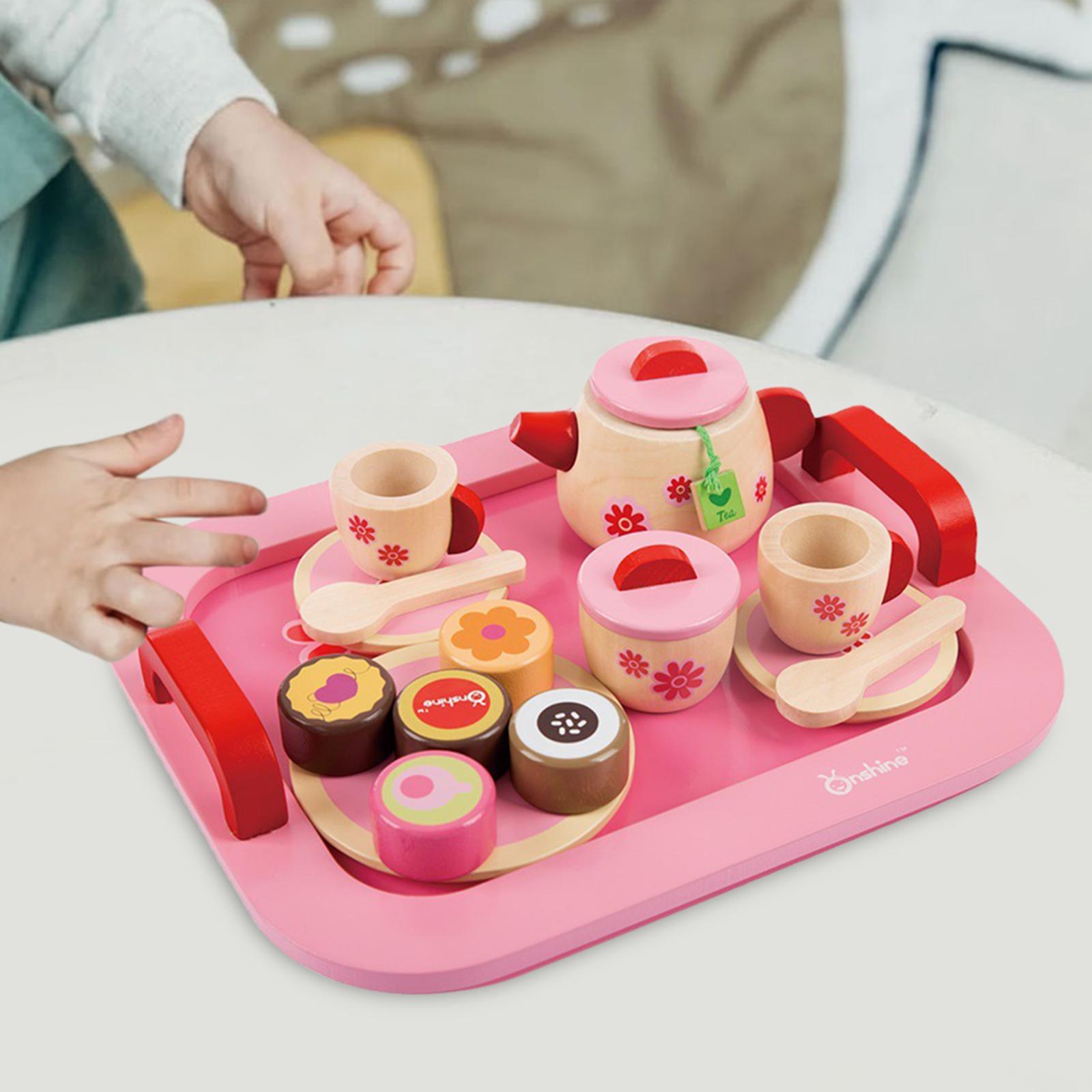 Wooden Pretend Play Tea Party Set Simulation Teacup Toy for Children Toddler