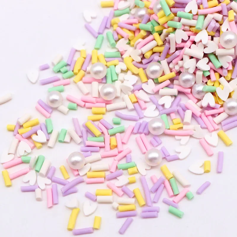Süßigkeiten-Polymer-Ton-Scheiben, 1 mm, dünn, lang, zylindrisch, heiße Ton-Streusel für Schleim, DIY-Handwerk, winziges Kunststoff-Ton-Zubehör – Detail 3