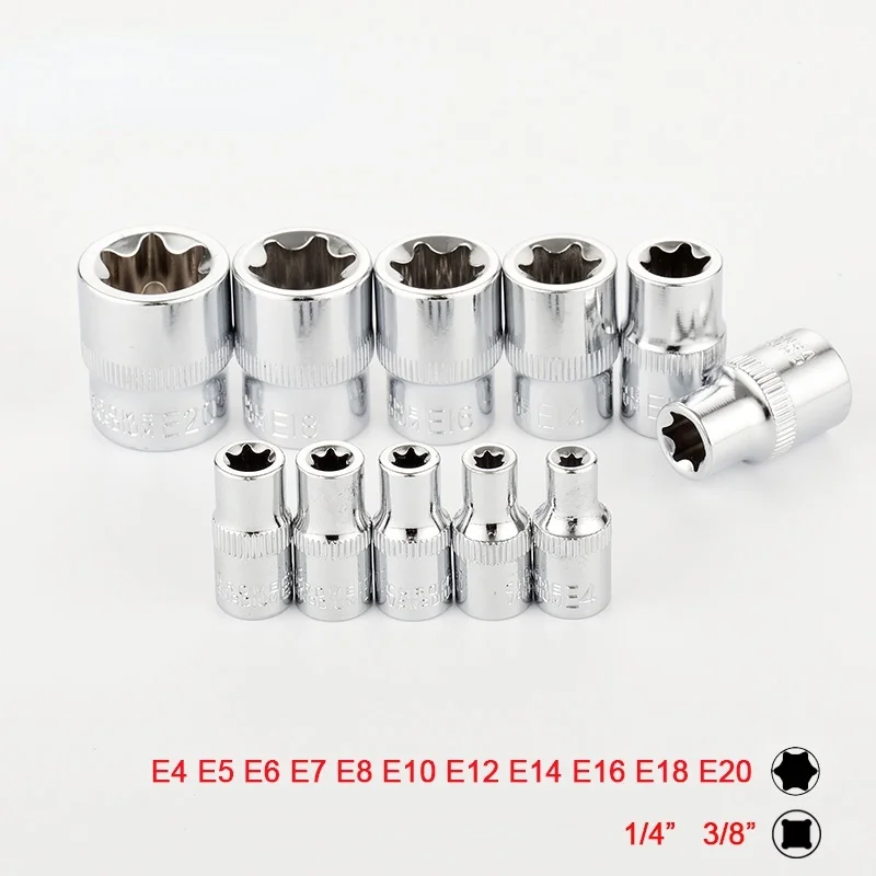 Title 1, 11Pcs 1/4" 3/8" Star Socket Set Femal E Type S...