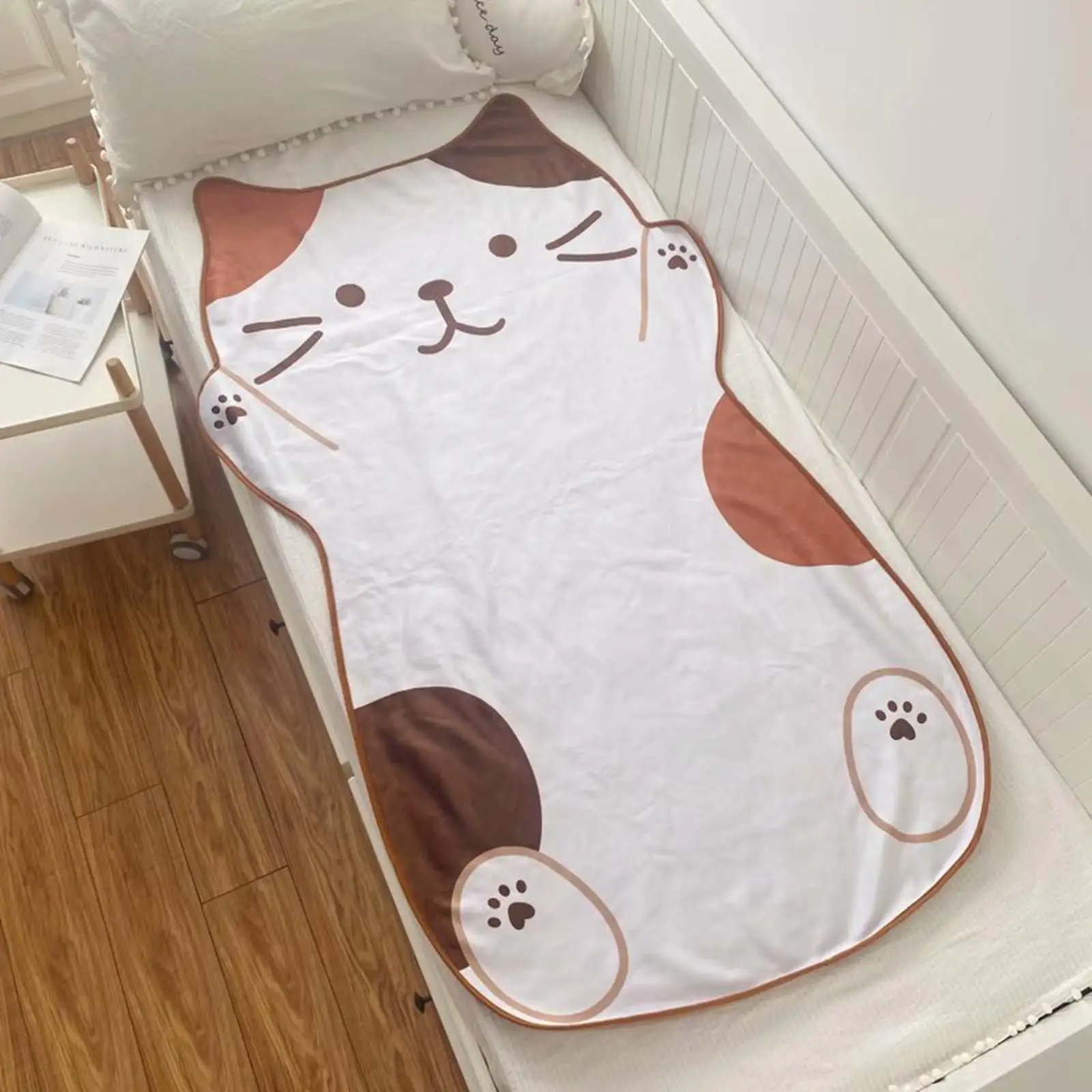 Cute 60x35inch Kitten Shaped Children Flannel Blanket Durable Office, Bedroom Use Machine Washable Lightweight Compact Soft