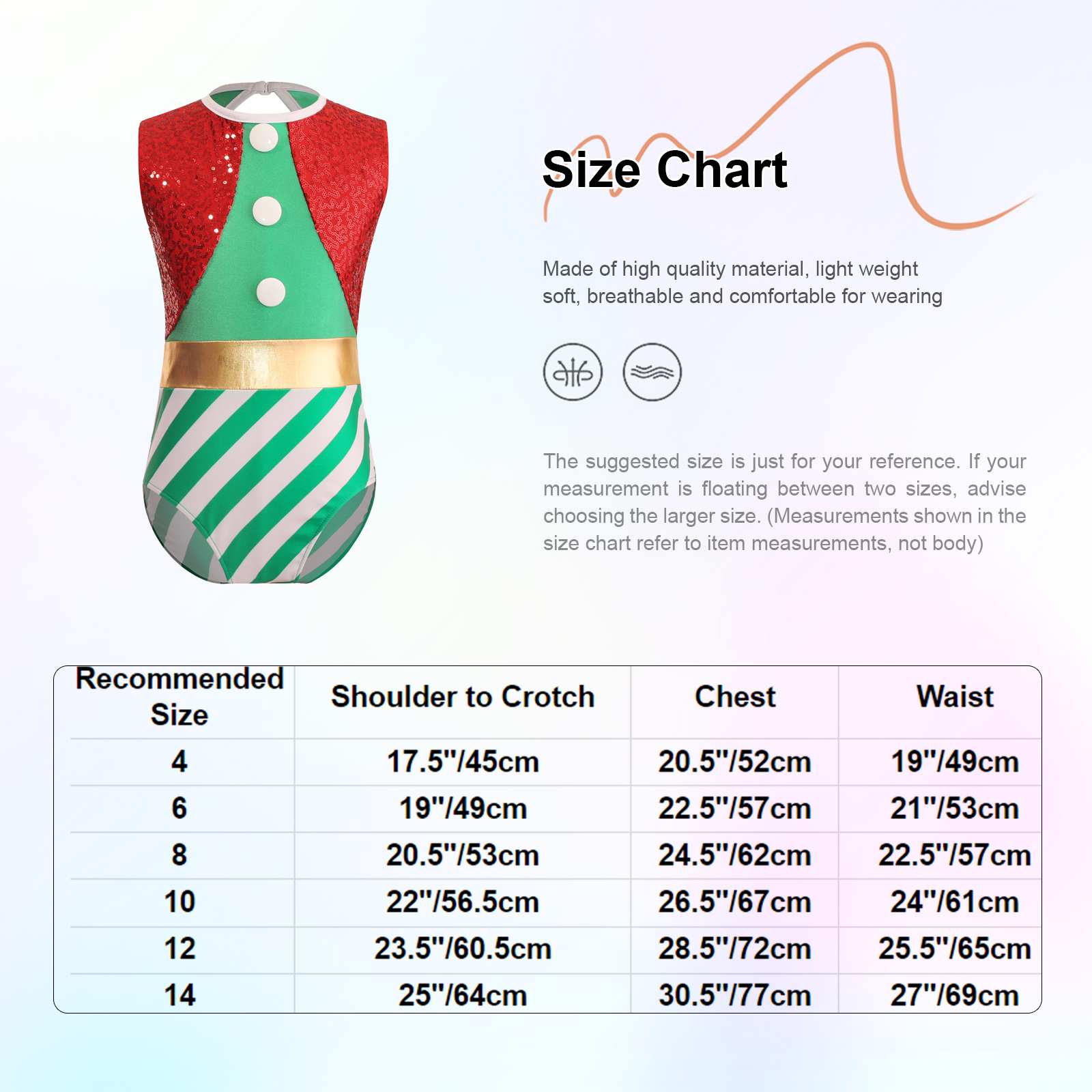 Kinder Mädchen Weihnachten Elf Santa Kostüm Langarm Streifen Gymnastik Trikot Ballett Tanz Overall Weihnachten Neujahr Party Tanz kleidung – Detail 2