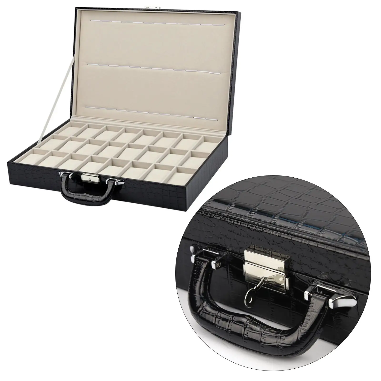 36 Slot Watch Box, Gifts W/Sturdy Hinges Watches Organizer, Watch Collection, Watch Display Case