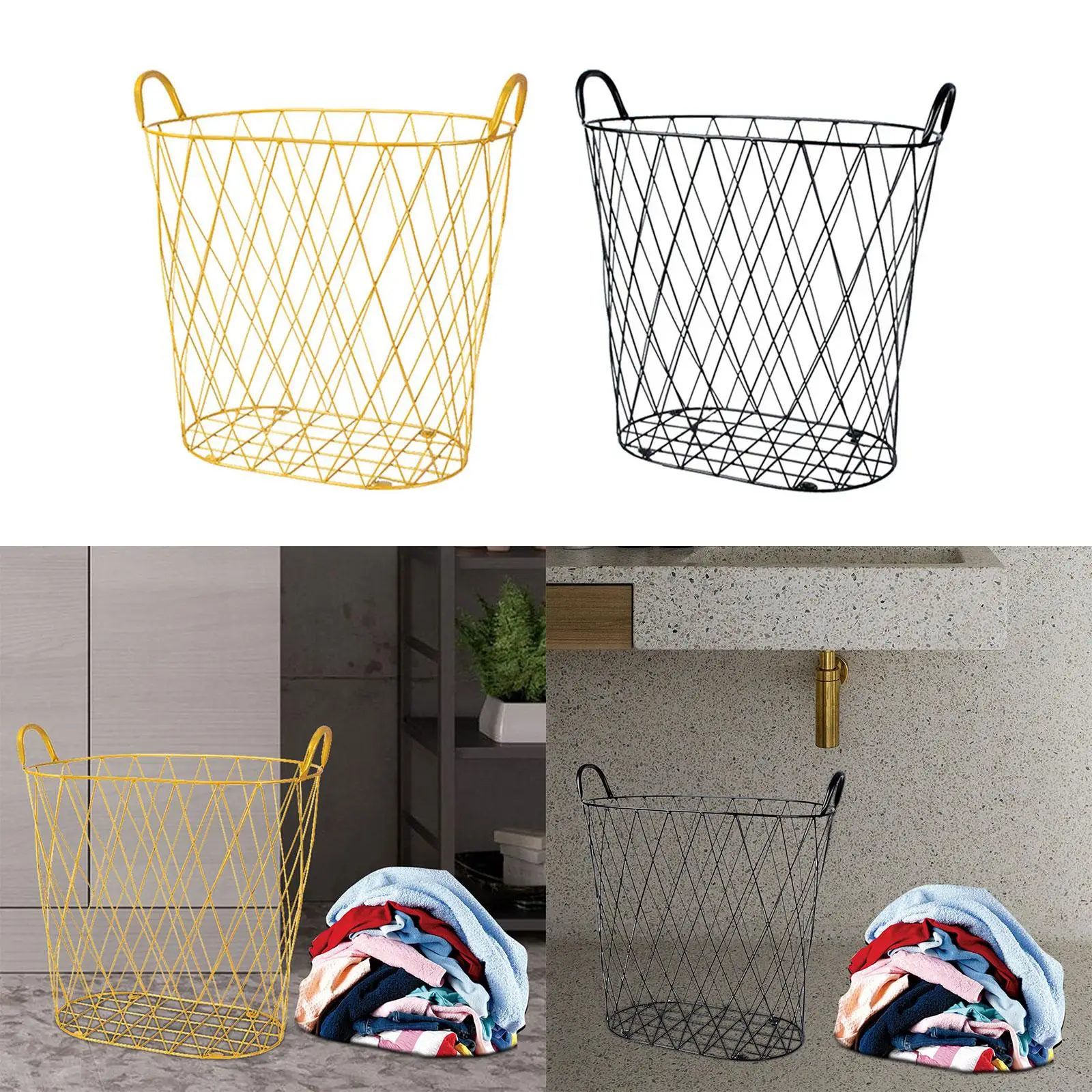 Metal Laundry Hamper Large Capacity with Handles Dirty Clothes Basket for Bathroom Laundry Room Bedroom Living Room Household