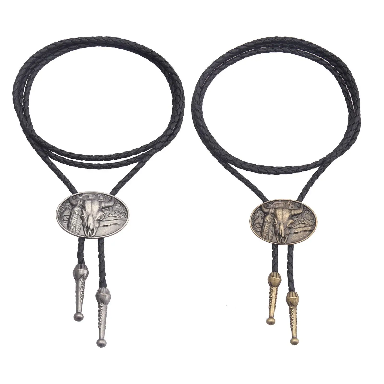 Bolo Tie Oval Pendant Necklaces Western Rodeo  Retro Ornament Accessory Rope Chain Bolo Neckties for Travel Anniversary