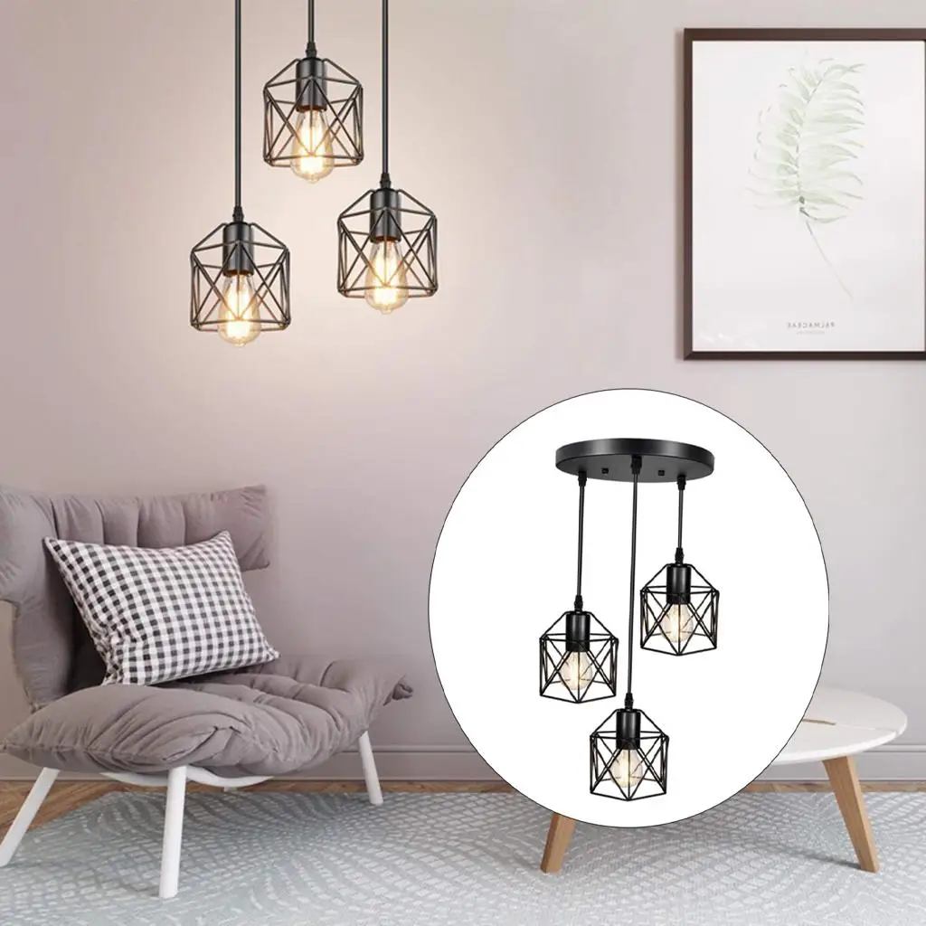 Ceiling Pendant Light Industrial Wind 4W Warm Light Iron Metal Cage Light