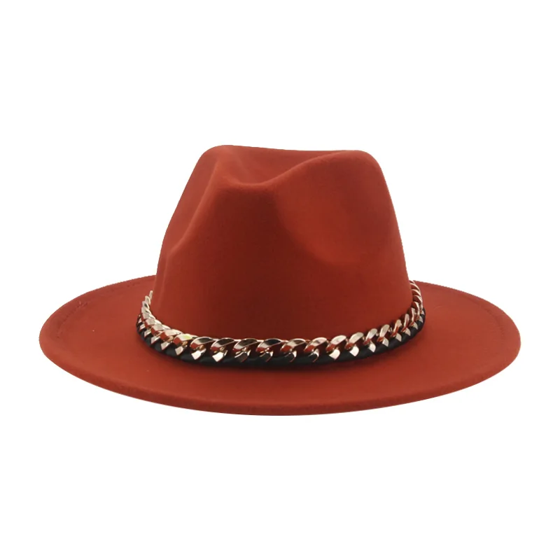 Hats for Women Fedora Women Hat Panama Hats for Men Church Chain Belt Cowboy Casual Hip Hop Winter Women's Hat Sombrero Hombre wool fedora hat