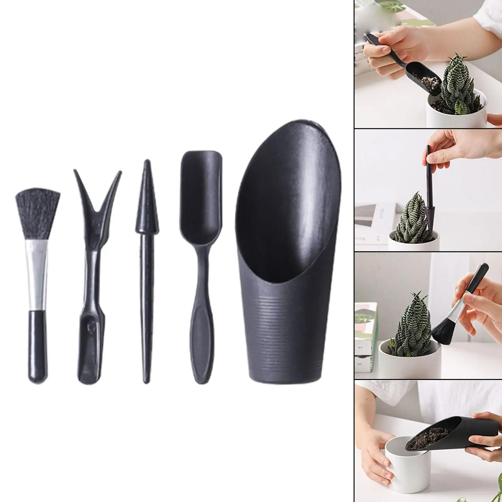 Succulent Hand Transplanting Tools set of 5Pcs for Cactus, Houseplant, Bonsai Tools Durable Accessories Easy to Carry