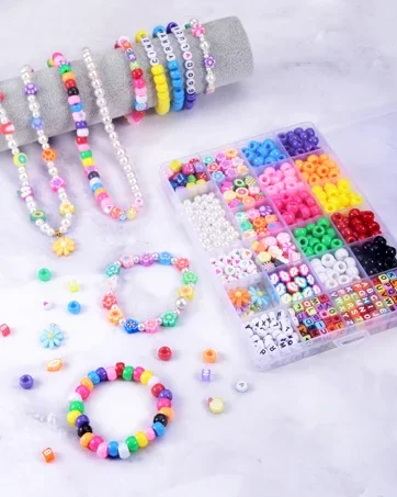 pony beads for bracelets making colorful plastic bead bulk