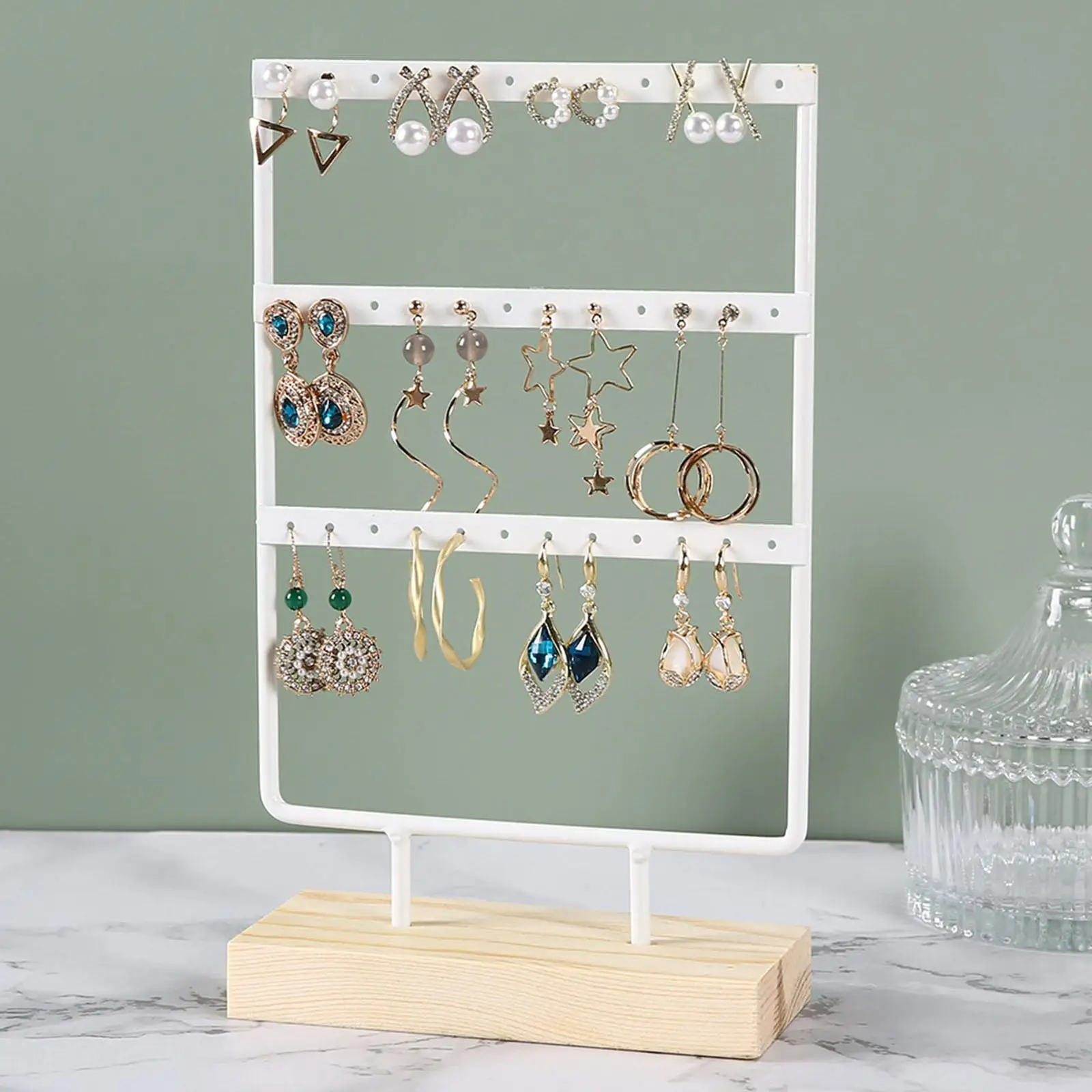 Tabletop Earring Storage Display Rack ,3 Tier Premium Material for Storing Dangle Earrings Stud ,26x15x5.5cm Durable Modern