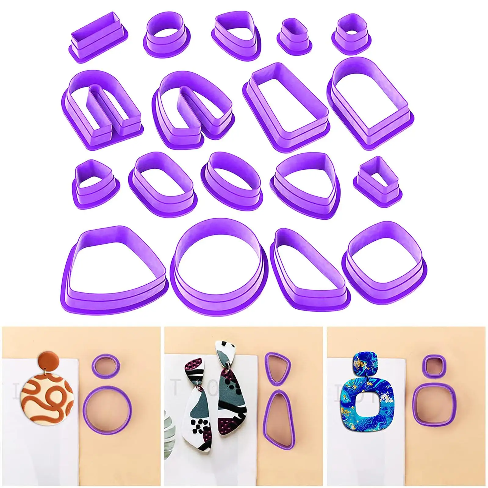 18x Plastic Polymer Clay Cutters Earring Making Kit Different Shapes Jewelry Making Molds