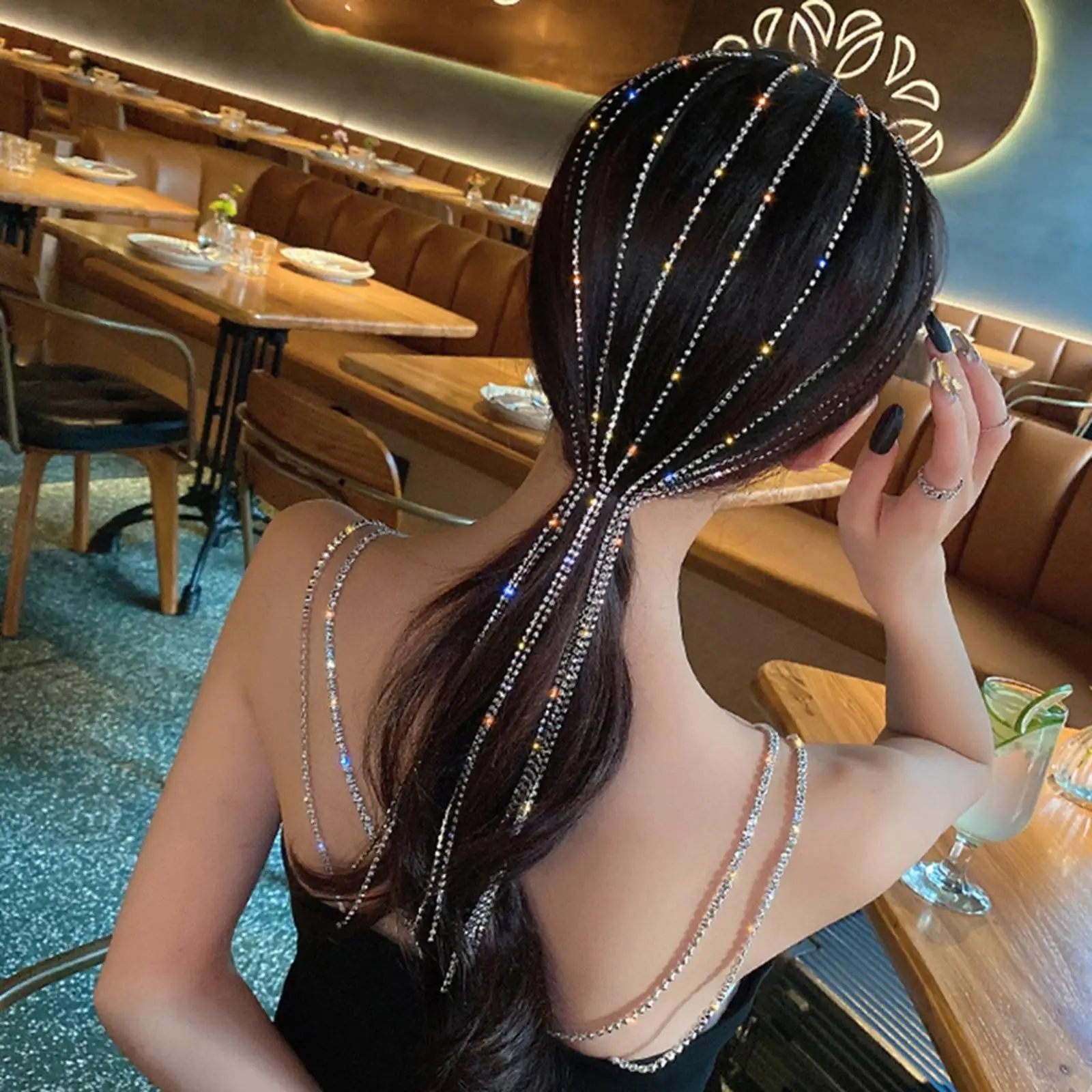 Shiny Rhinestone Tassel Headband Wedding Headwear Bridal Headpiece Hair Hoop