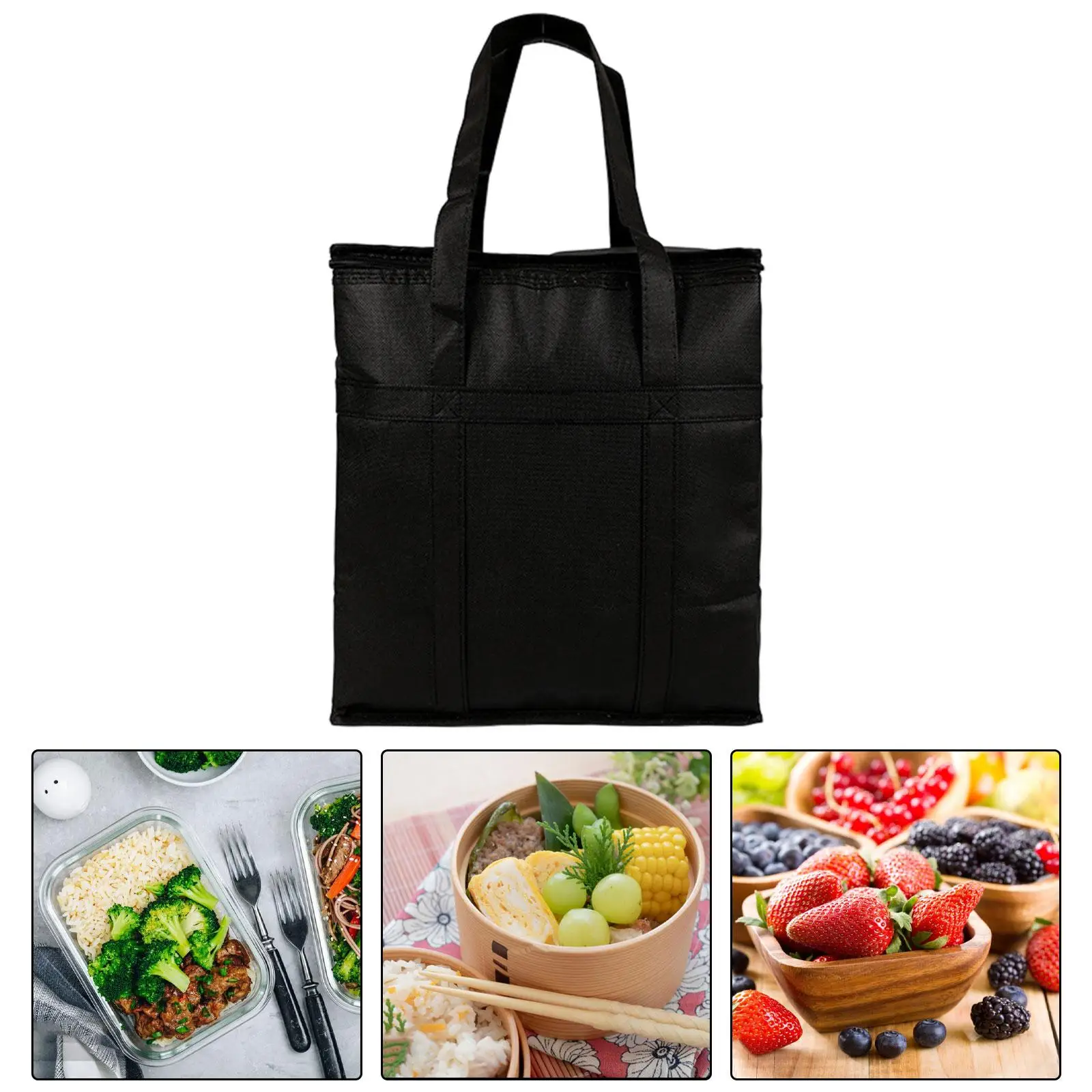 Insulated Take Away Bags with Zippered Top Cooling Bag Shopping Bag Reusable Bags for Outdoor Restaurant Camping Coffee