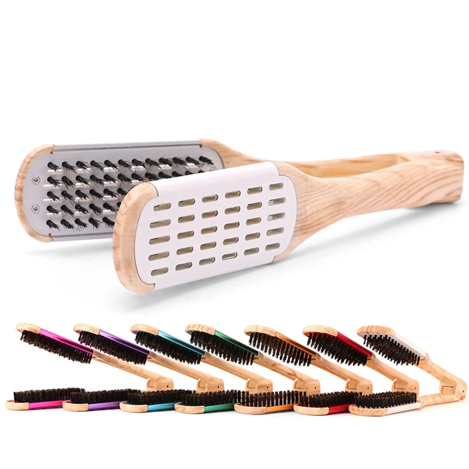 Hair Brush Comb Straightener Straightening Bristle Wooden Handle Professional Hair Styling Tool for Salon Home Hair Style Travel