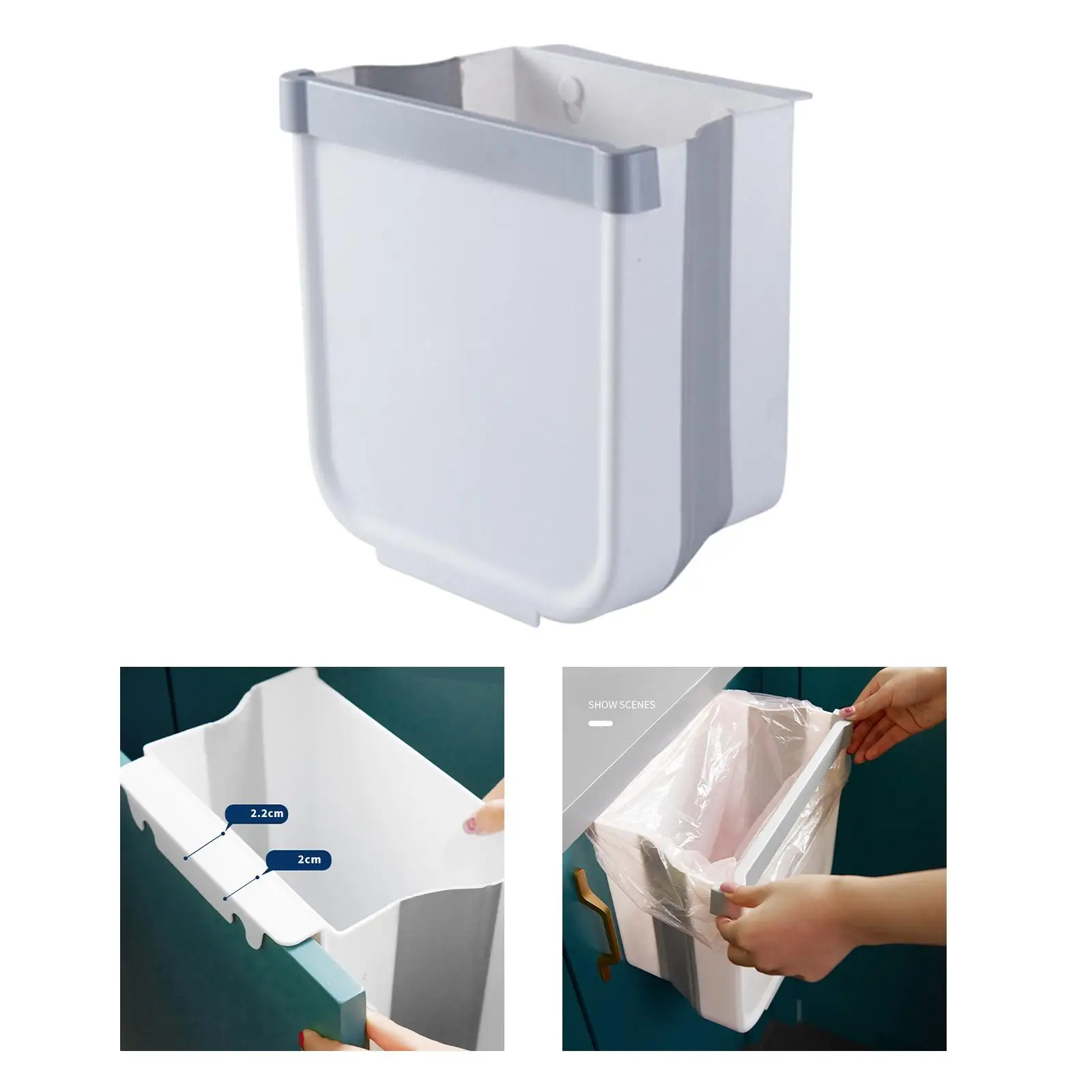 Foldable Wall Mounted Trash Can Hanging Waste Bin Dust Bin Recycle Rubbish Bin for Kitchen Cabinet Outdoor Travel Camping Car