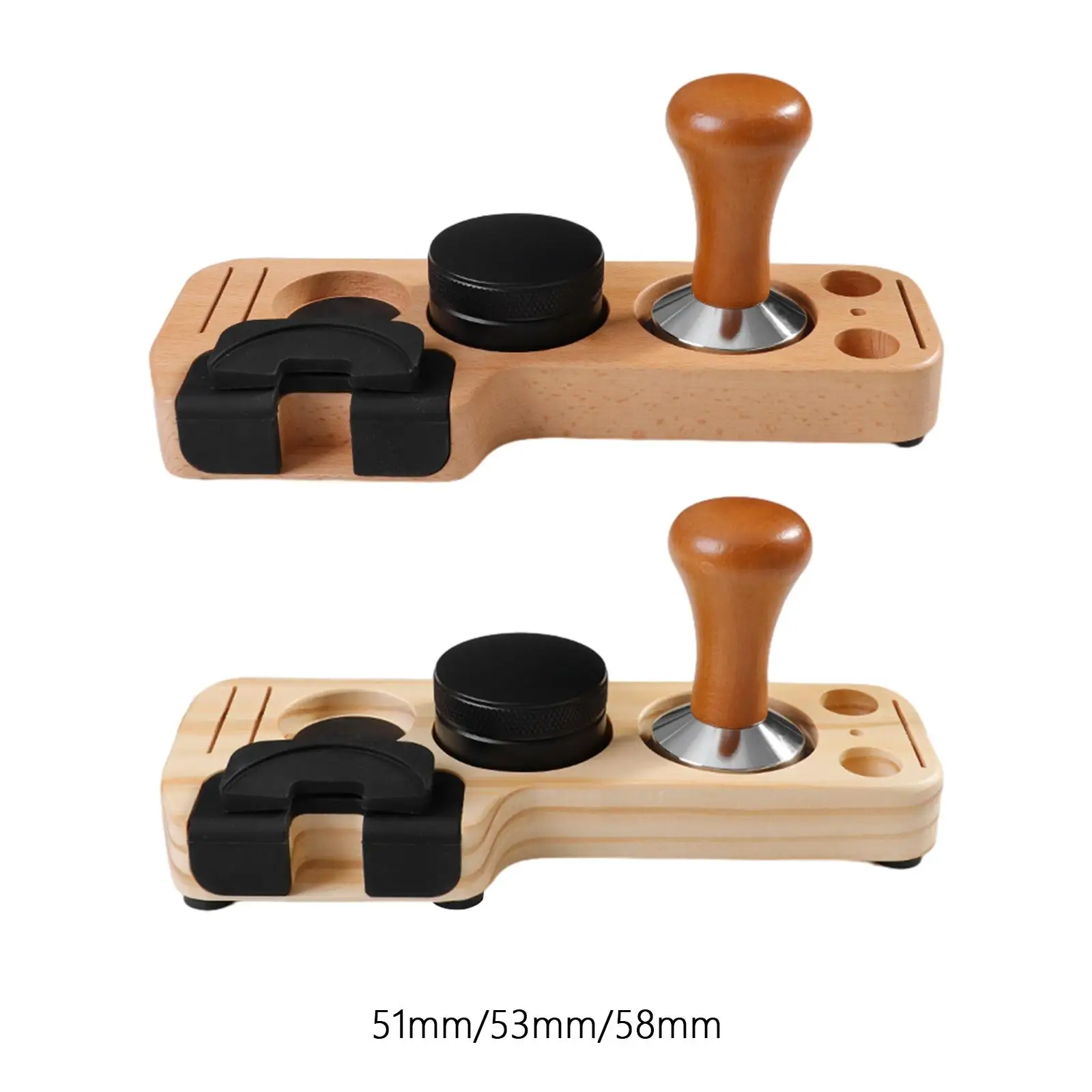 Wood Coffee Filter Tamper Holder Kits Non Slip for Counters Tearoom Kitchens
