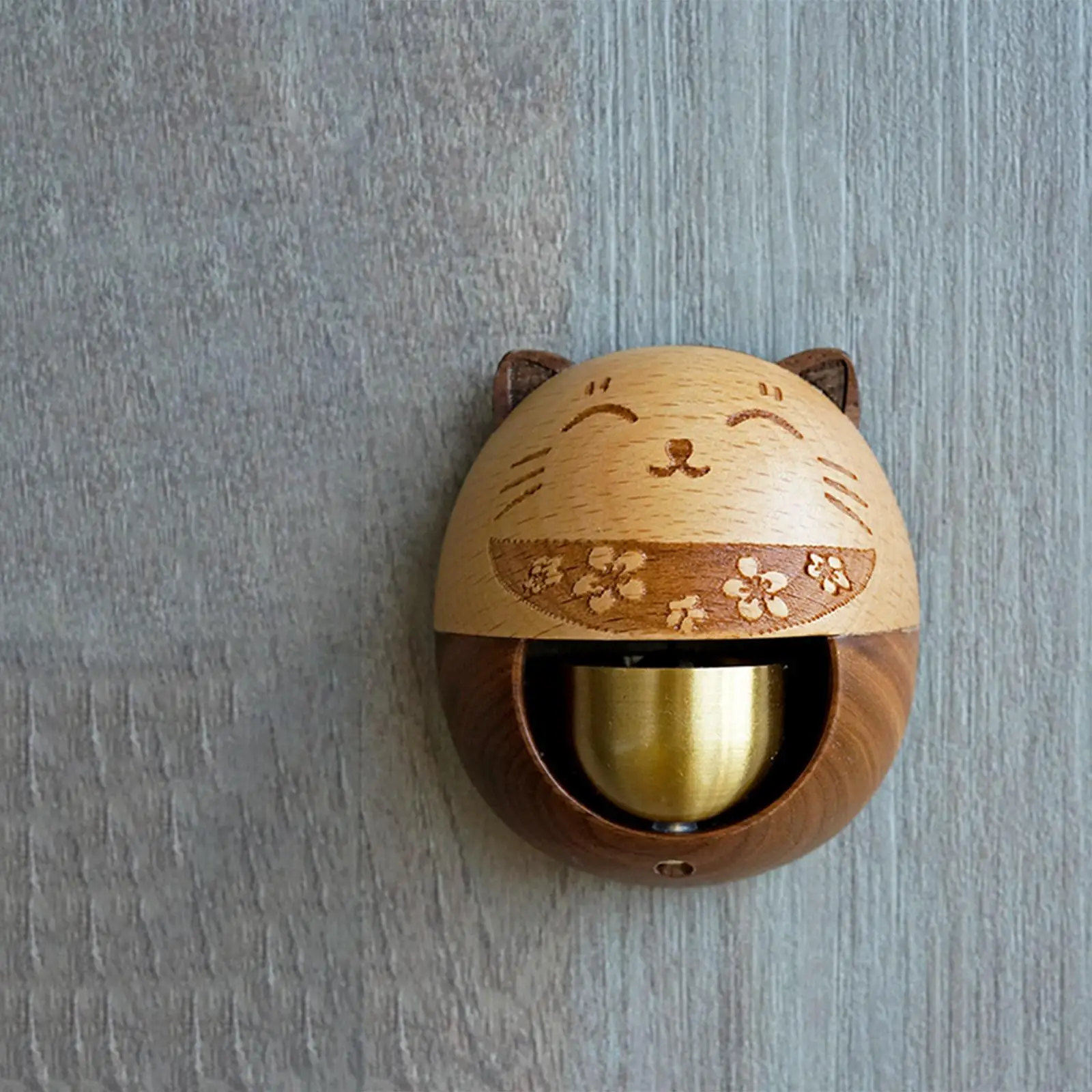 Wood Shopkeepers Bell Lucky cat Hanging Bell Housewarming Door