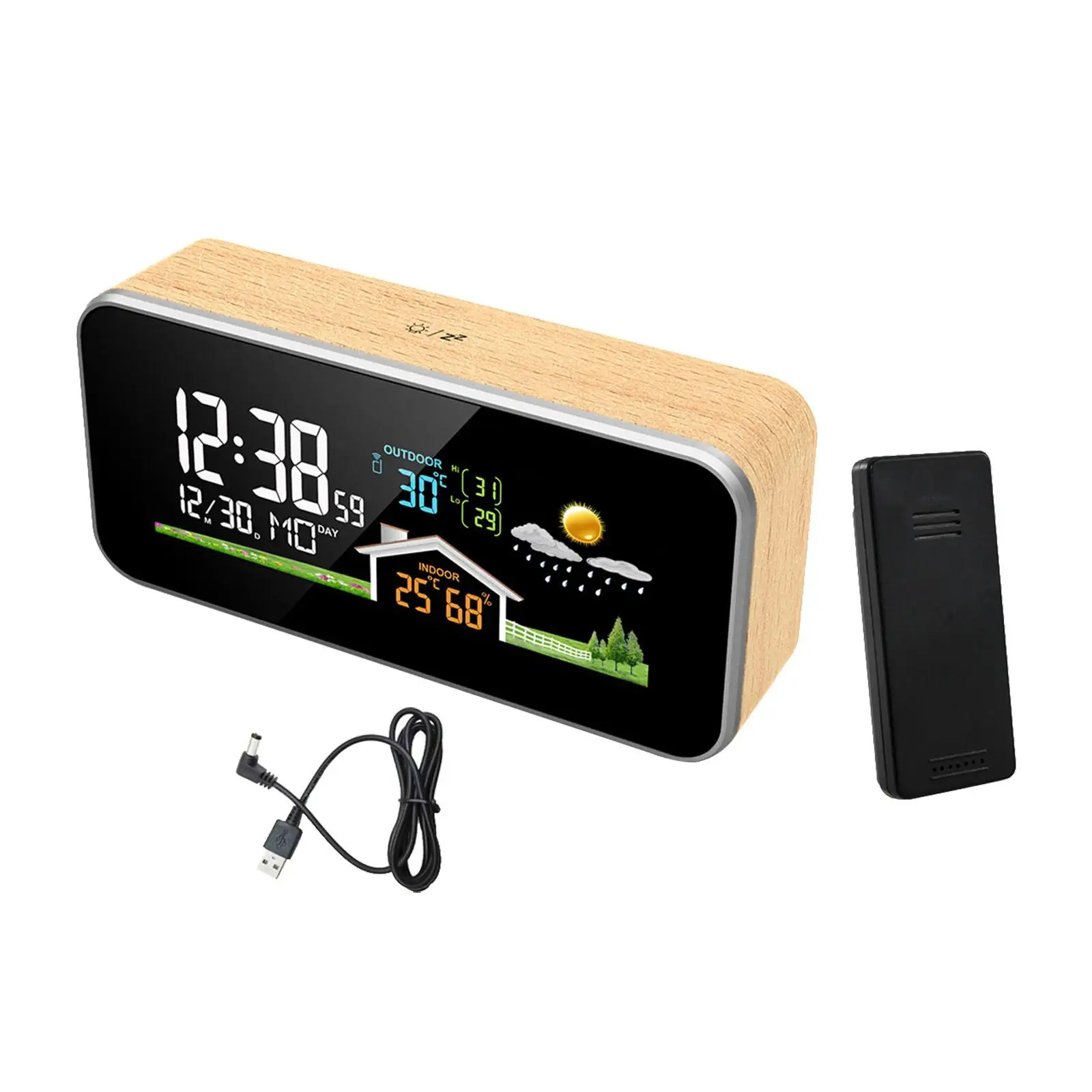 Weather Station Alarm Clock Weather Monitor Multifunctional for Office Hotel