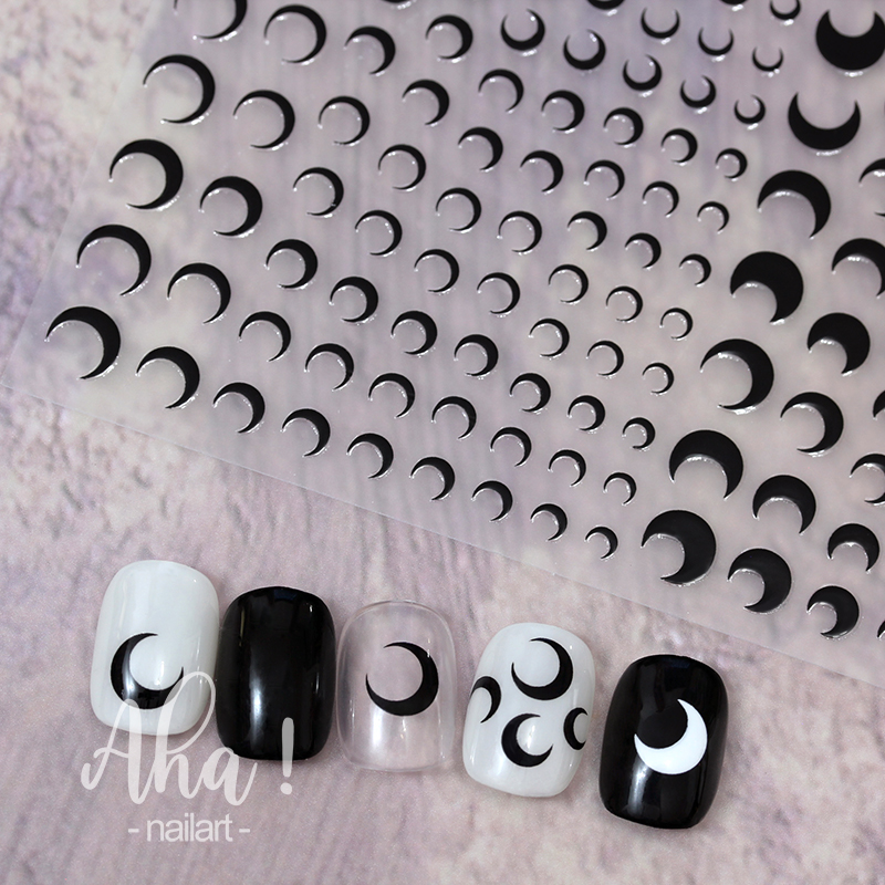 Best of 3D Crescent Moon Nail Sticker White Black Gold Silver Moon Star Slider Press On Nails Decoration Decals Manicure Accesories A #ha Reviews & Tips