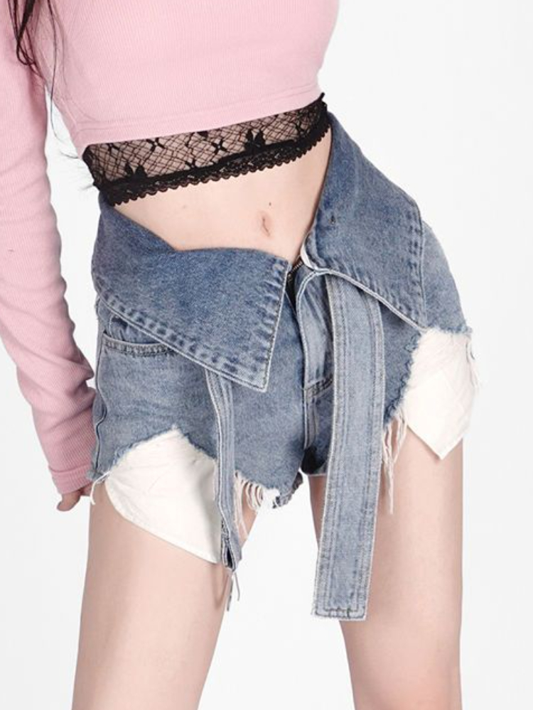 Shorts jeans vintage para mulheres, cintura alta,