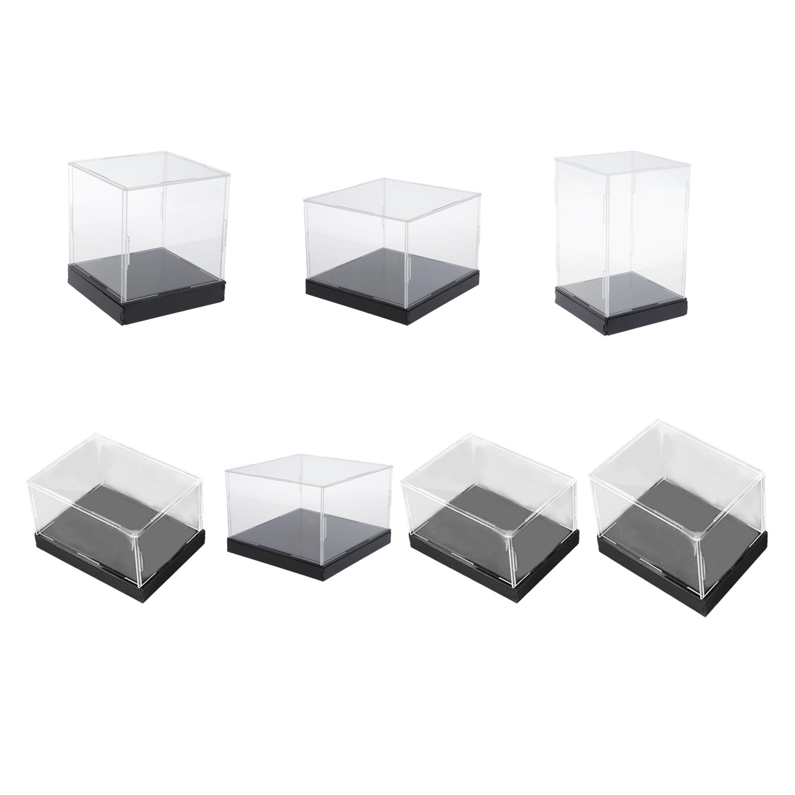 Clear Acrylic Display Case Black Base Dustproof Protective Storage Boxes For