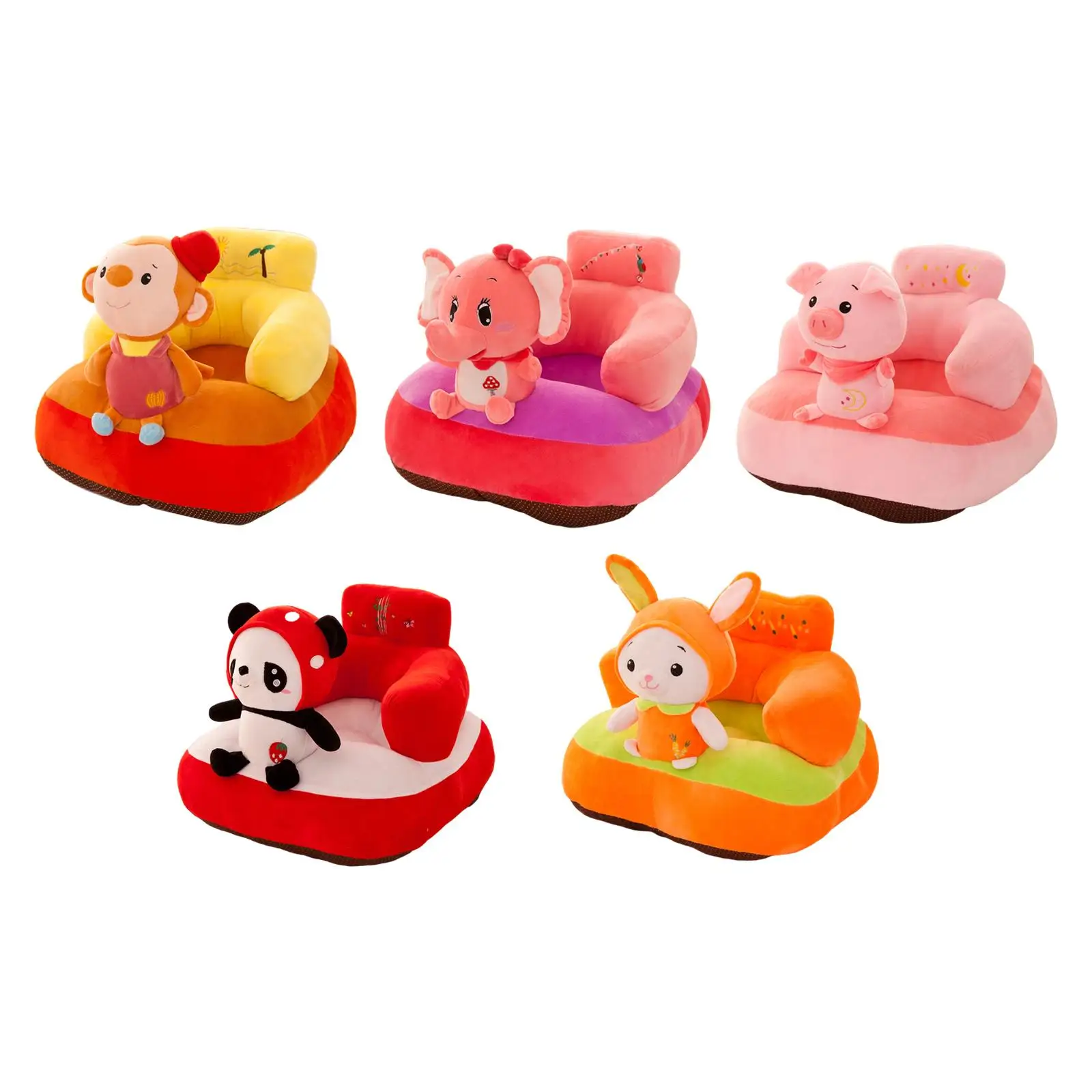 Cute Cartoon Baby Seat Sofa Cover Learning to Sit Baby Toy Animal Washable Couch Seat Cover No Filler Gifts Feeding Chair Case
