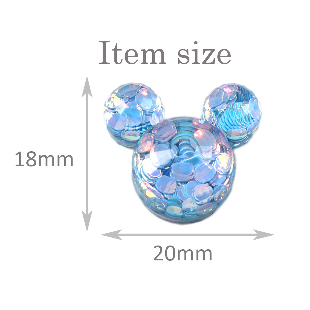 Description Picture 2 of item20pcs Mickey Sequins Chunky Glitter 3D Transparent Resin Charms Flat Cabochons Embellishment DIY Earring Keychain Jewelry Making