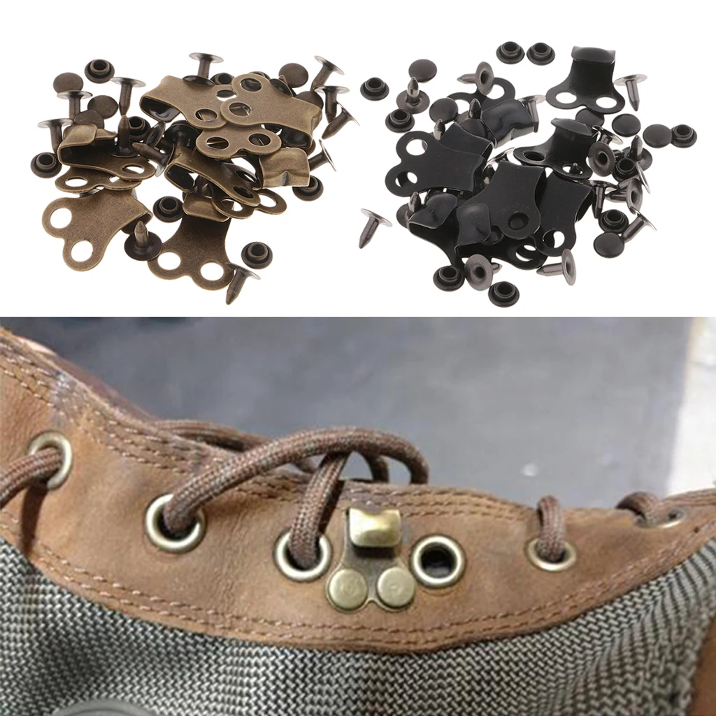 20 Sets Metal Lace Fittings Rivets Camp Hike Climbing Repair Boot Lace