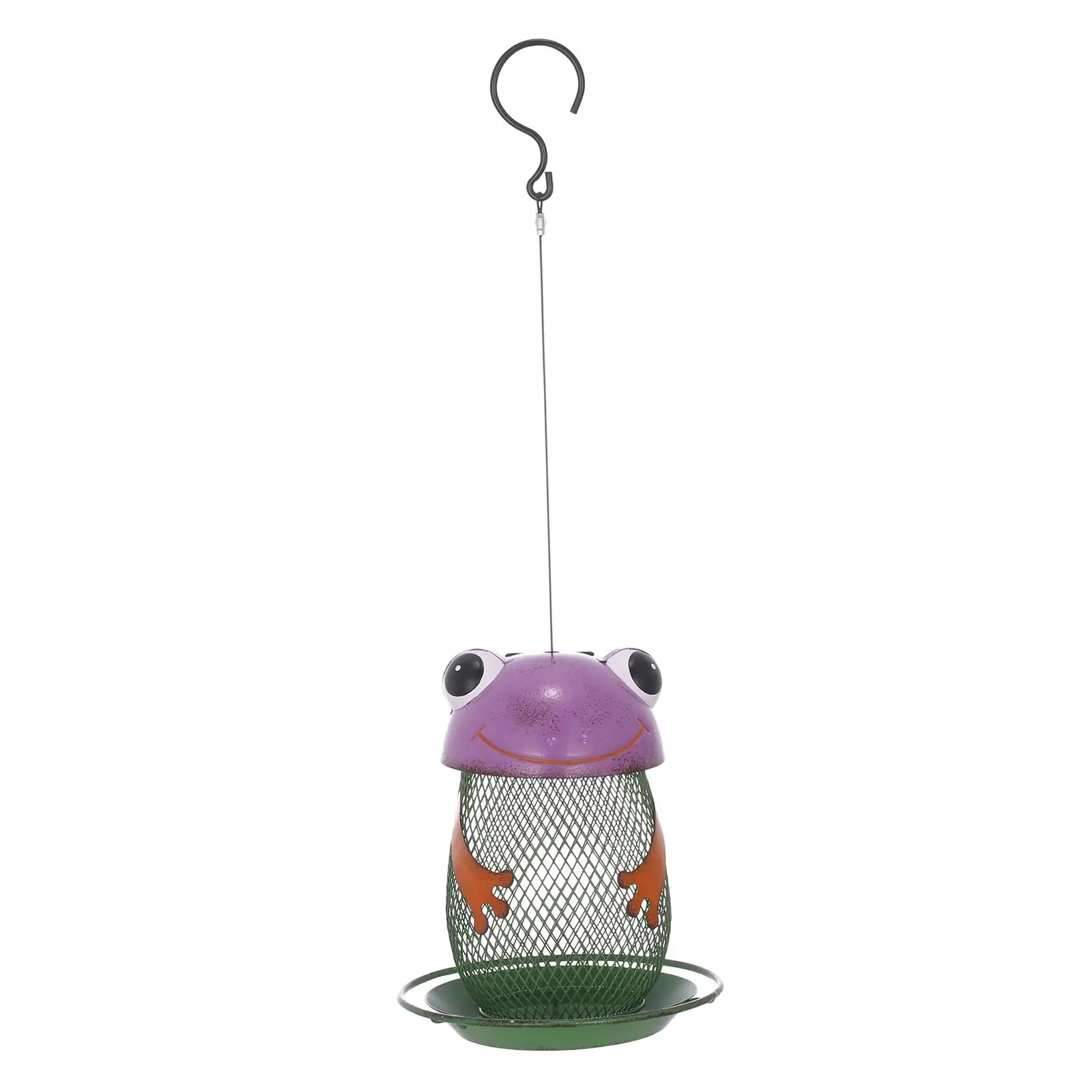 Iron Frog Bird Feeder Garden Lantern Yard Light Handicraft Pendant Lamp Solar Bird Feeder for Walkway Backyard Porch Decoration