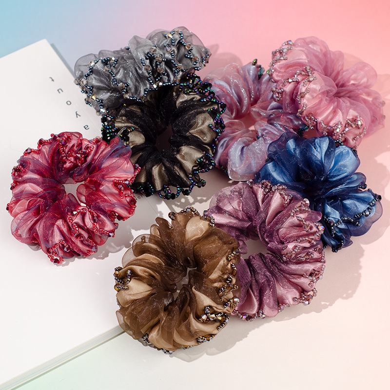 . Elegantes Blumen haars eil Kristall Pferdes chwanz Gummiband · Haarring Mode Frau Haarschmuck резинки для волос детям – Detail 1