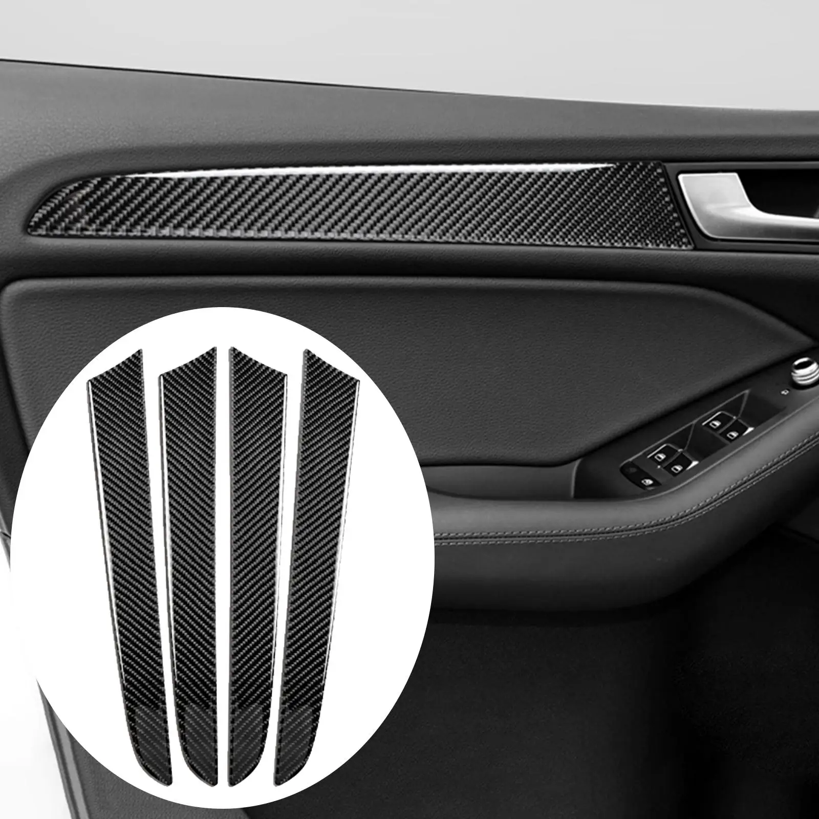 4 Pieces Car Interior Door Handle Panel Sticker, Inner Replacement Decorative  Fiber Strips Fits  Q5 8R sq5 2010-2018