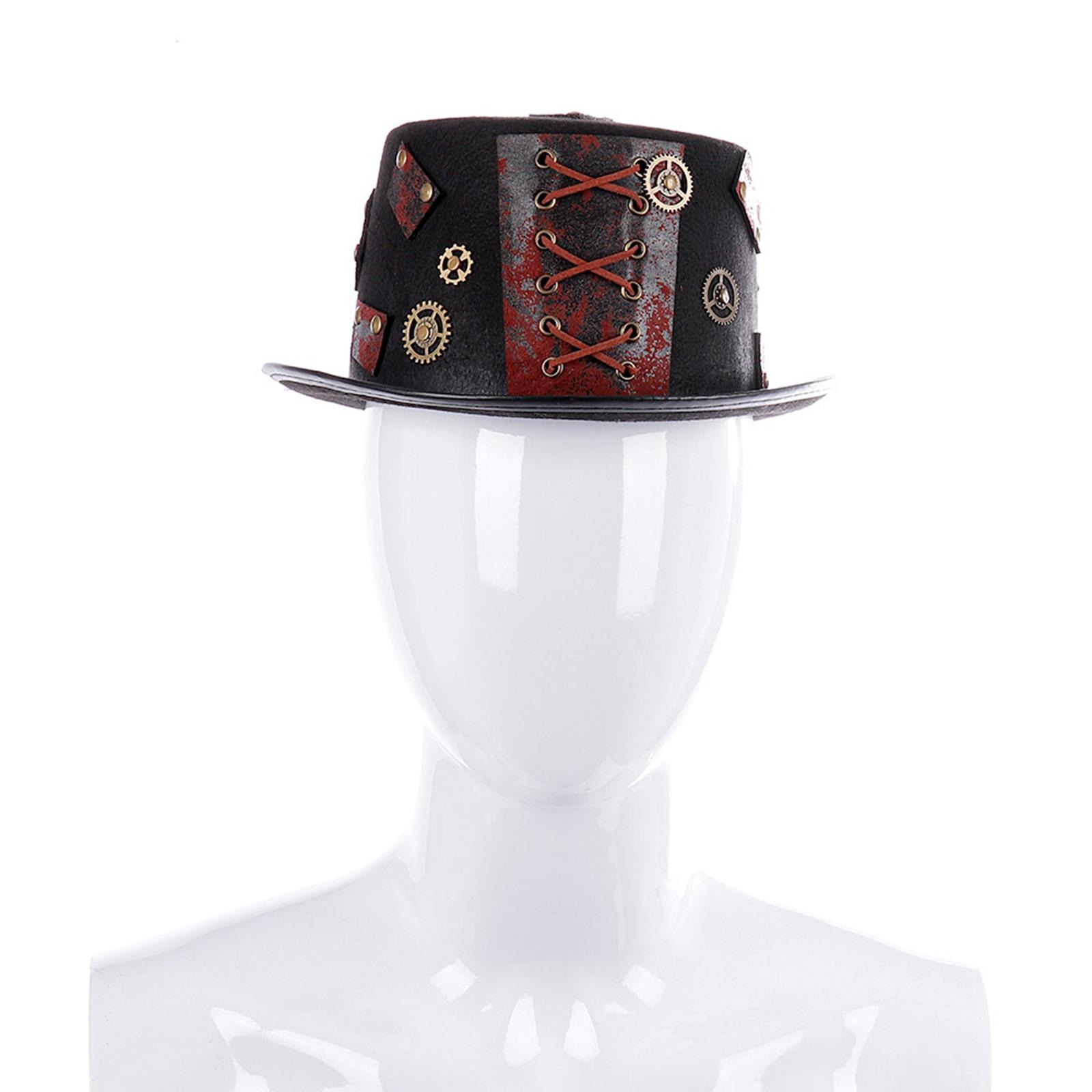 Punk Goth Steampunk Top Hat with String Gear Cosplay Costume Hat, Head Wear Durable Unisex Masquerade Costume Party Accessories