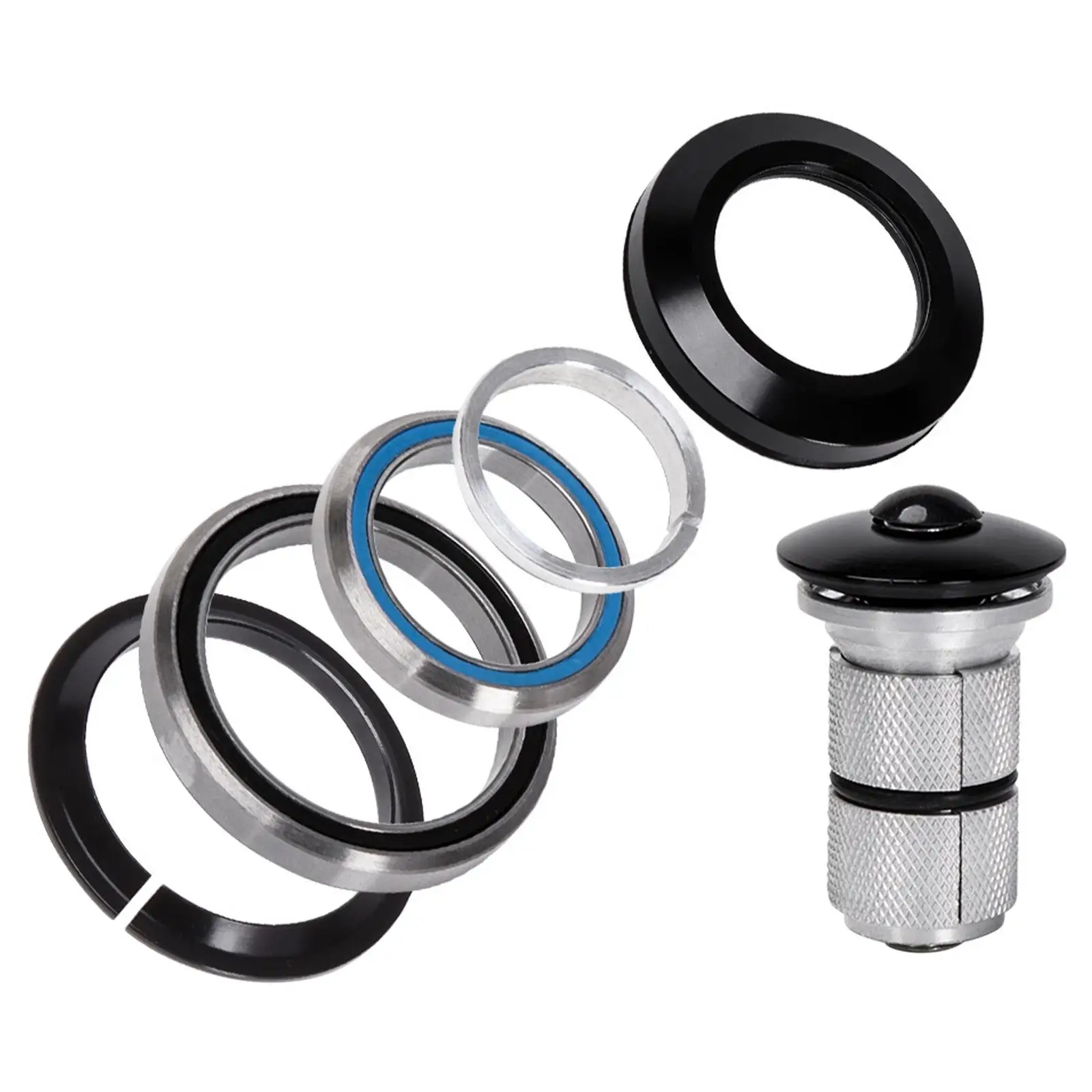 42mm Road  Headset, Replacement Black  Bearing Repair Parts for Tanke MTB Bike, Tapered Tube Fork, Straight Fork Cycling 