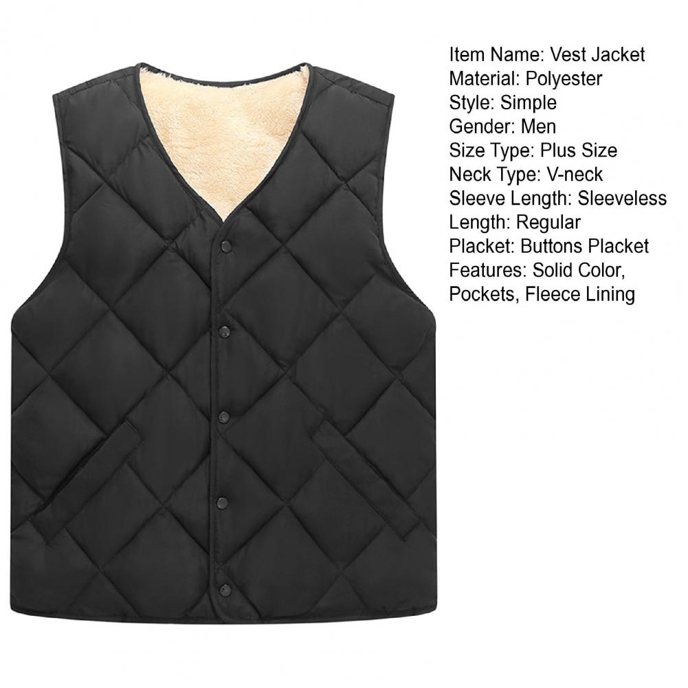 Description Picture 3 of itemFleece Lining Sleeveless Waistcoat Velvet Soft Men Vest Jacket Mid-aged Men's Winter Vest Jacket with Fleece Lining for Warmth