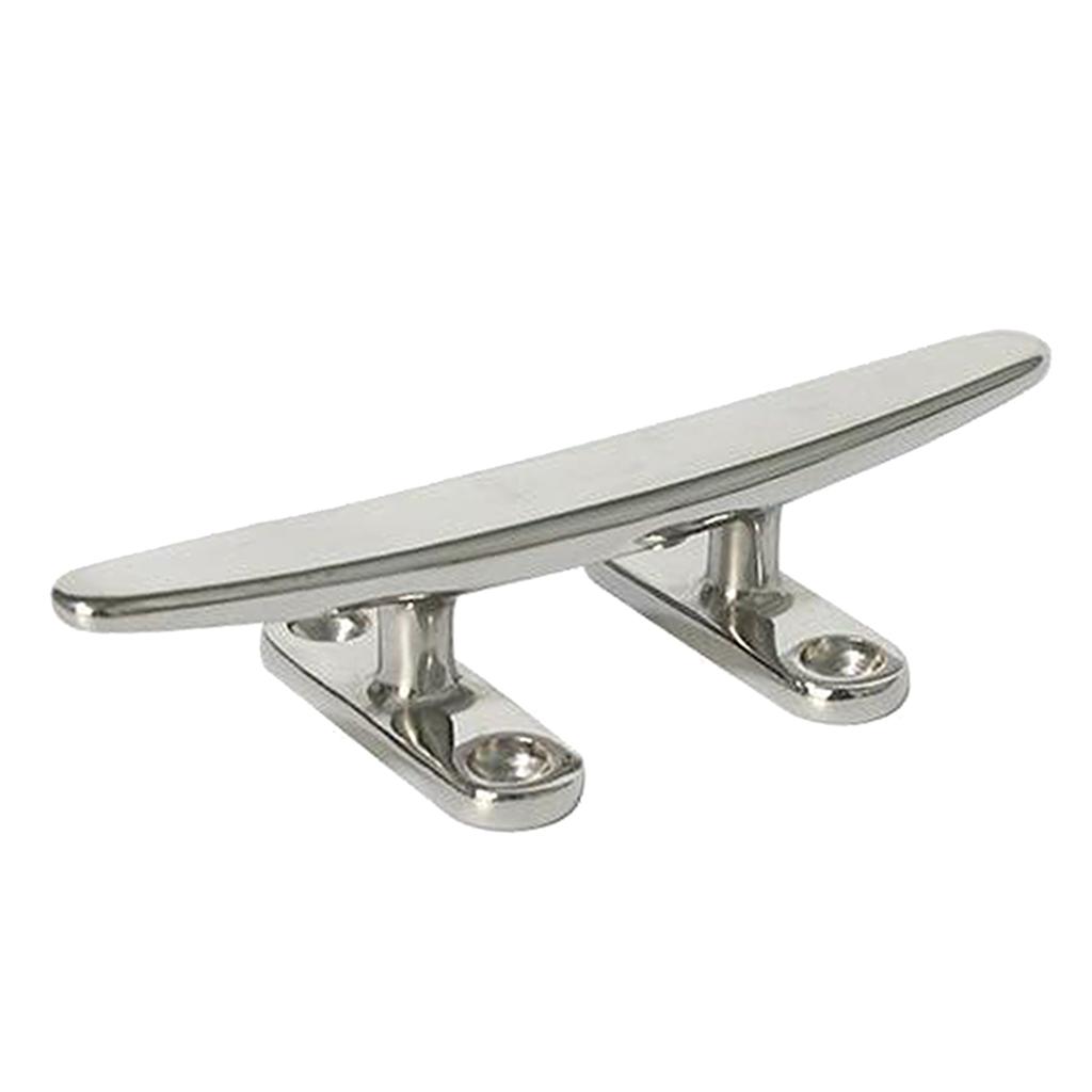 8 inch 200mm Boat Stainless Steel Cord Cleat Open Base Low Flat Polished