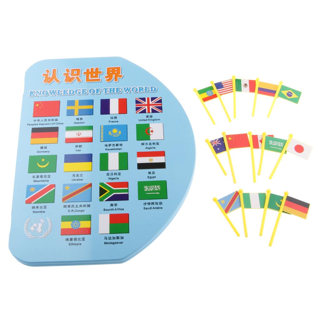 Wooden World and 36 Flags Matching Geography Kids Educational Toy