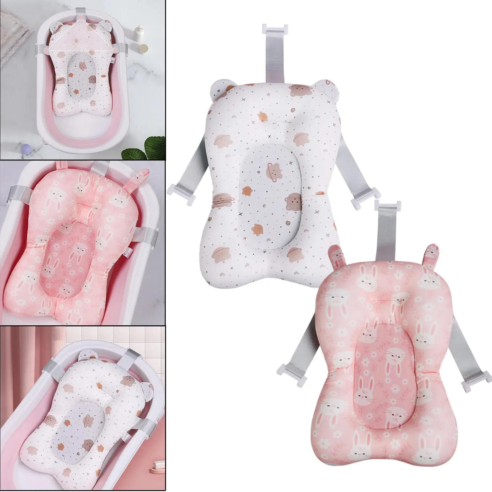 Comfortable Bath Support Seat Adjustable Portable Soft Baby Bath Seat Baby Bath Tub Pad Baby Bath Pillow 0-6 Months Baby Toddler
