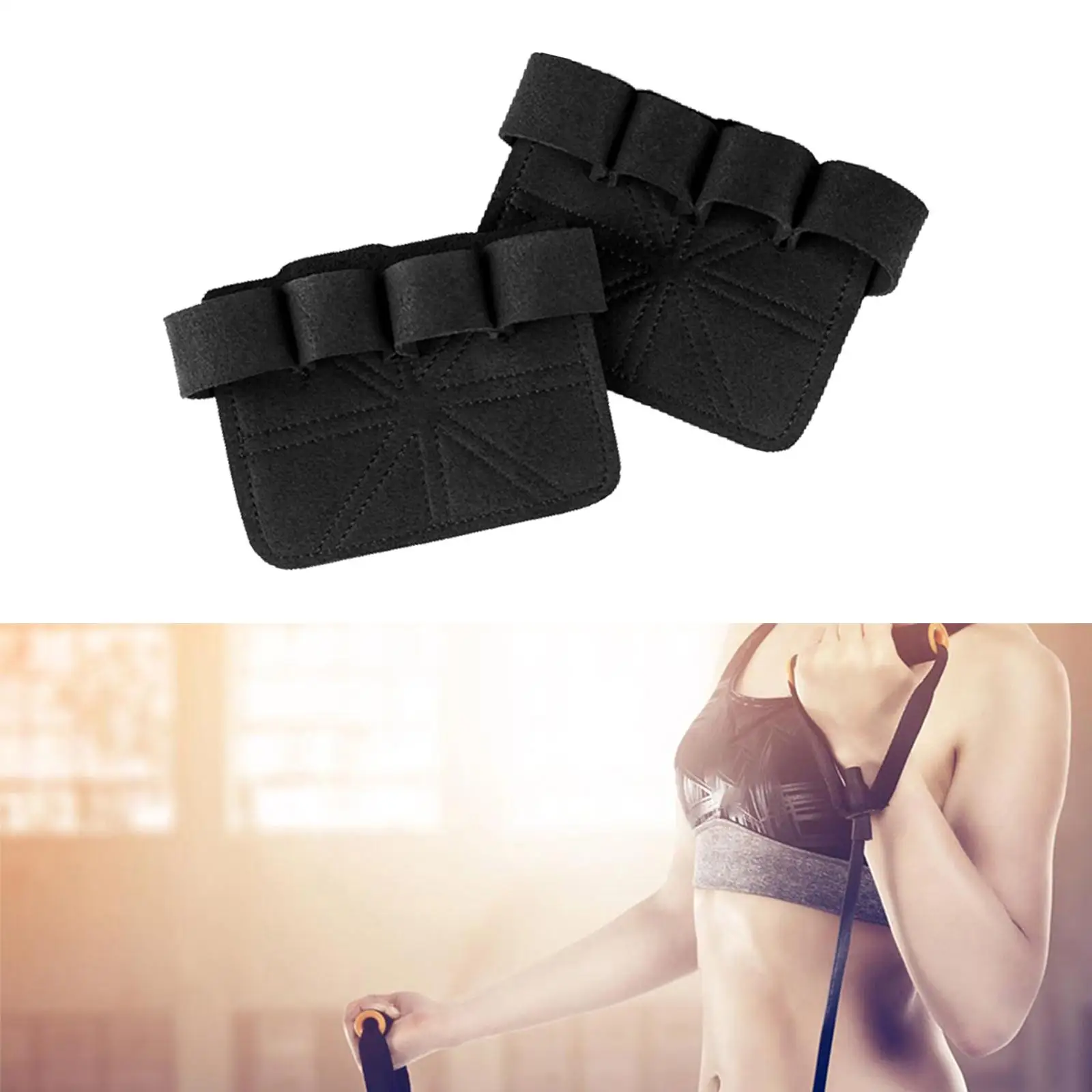 1Pair Weight Lifting Workout Fitness Gloves Palm Protection Anti Skid Fingerless for Exercise Power Lifting Pull Cycling