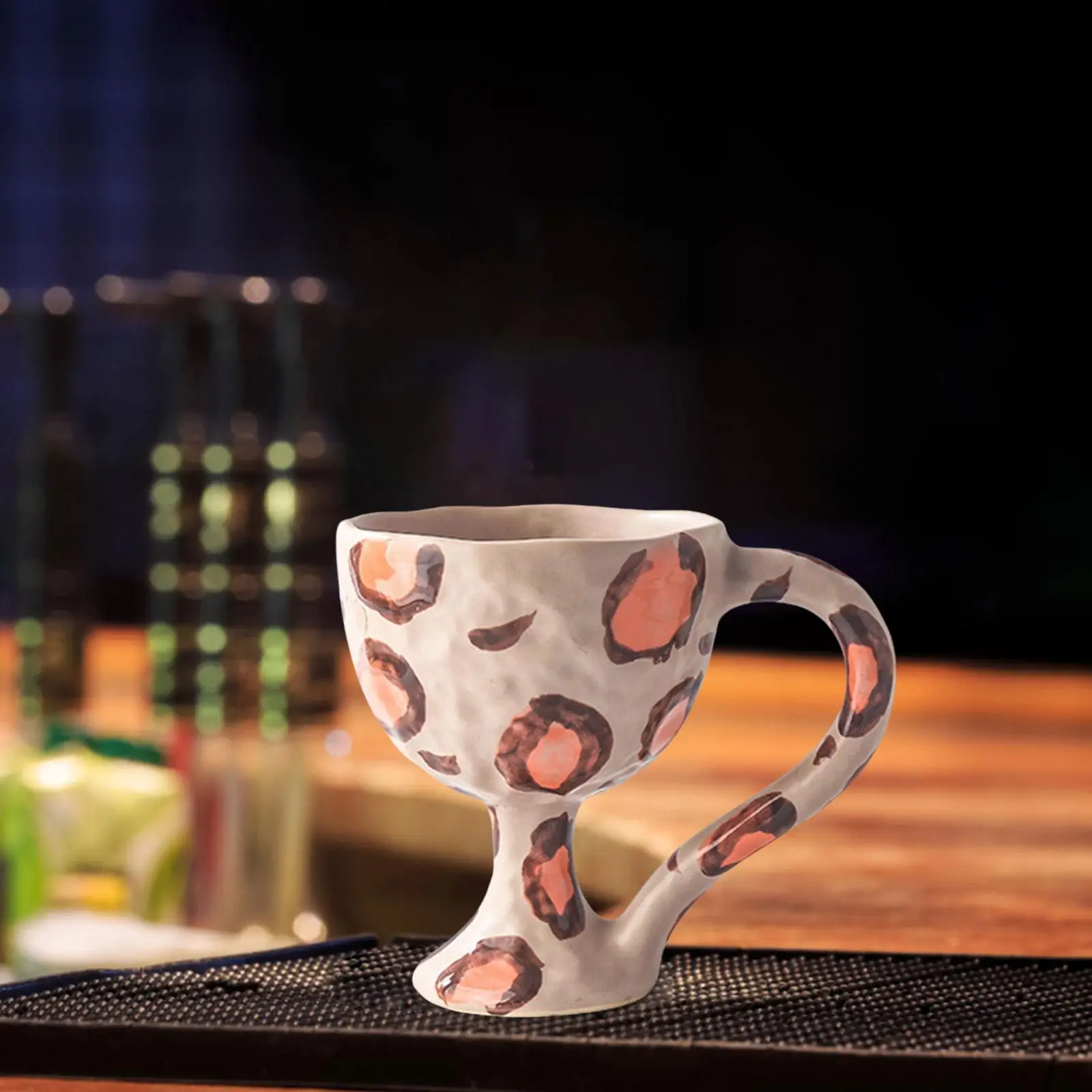 Ceramic Goblet Mug Housewarming Gift Comfortable Grip Tea Cup Drinkware Handmade for Party Wedding Bar Kitchen Camping