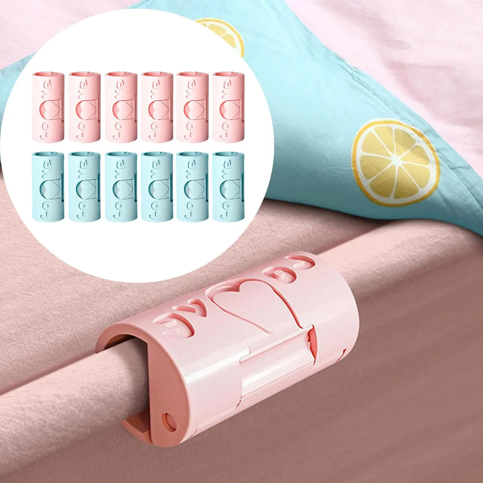 6Pcs Bed Sheet Clips Needleless Organizer Clamp for Fixing Comforter Towels Mattress Covers